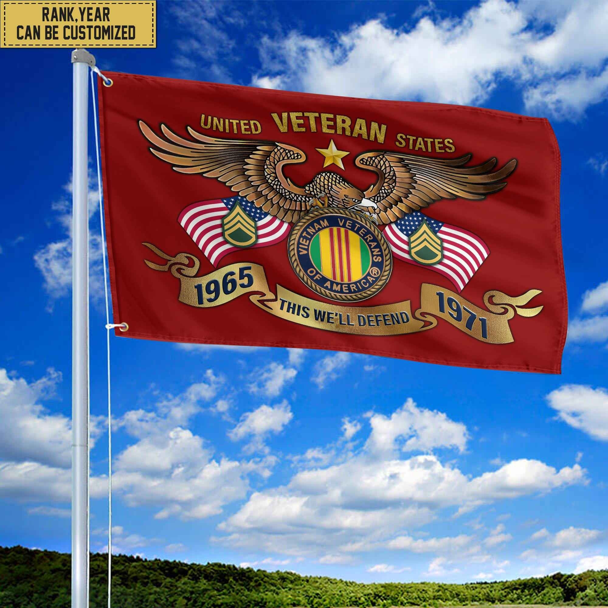 Premium Personalized Vietnam Veteran Grommet Flag, Gift For Vietnam Veteran, Gift For Veterans Day, Memorial Day, Father's Day VPVC104506