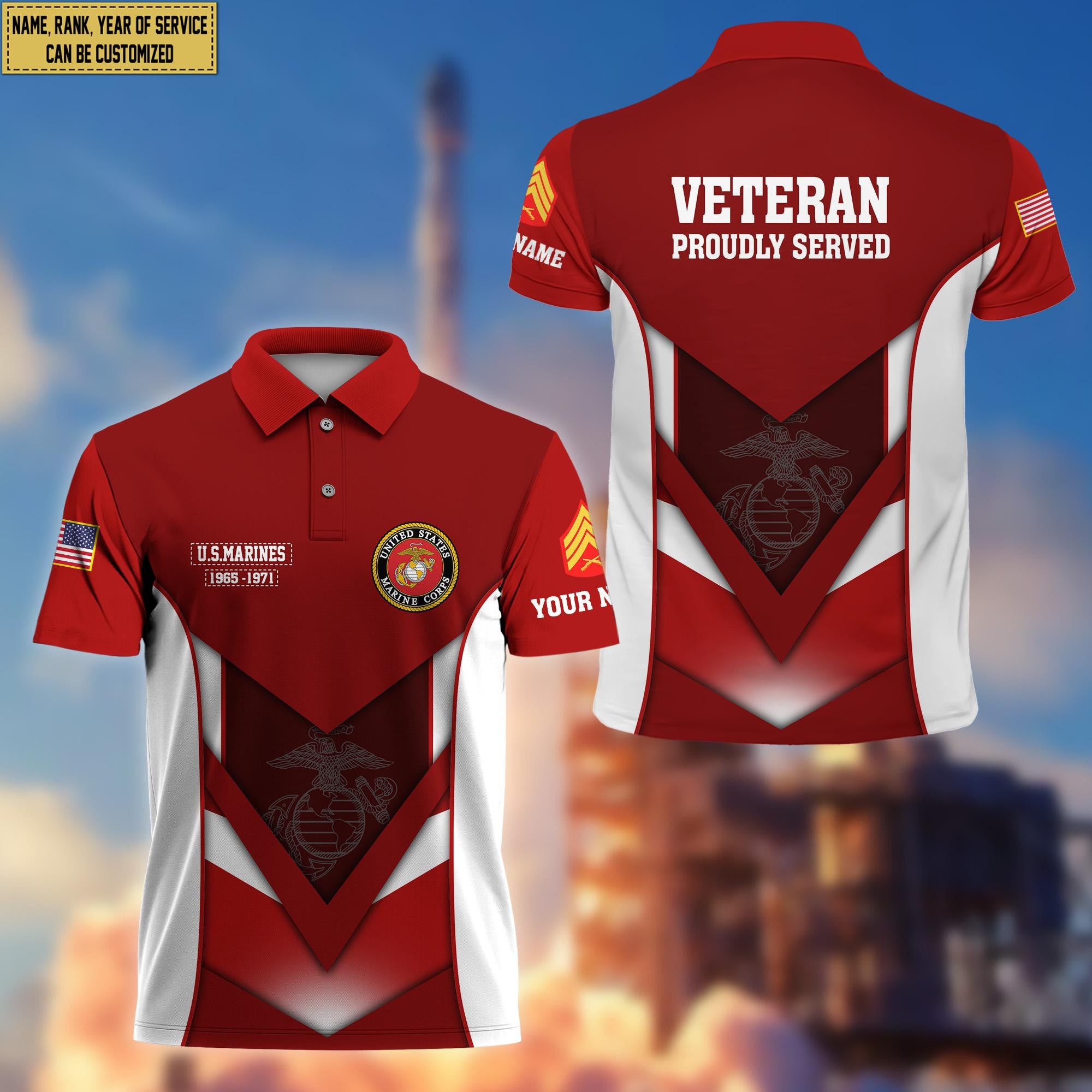 Customized USMC Veteran Polo Shirt, Gift for Grandpa Dad Husband, Gift for Marine Veteran VPVC200803