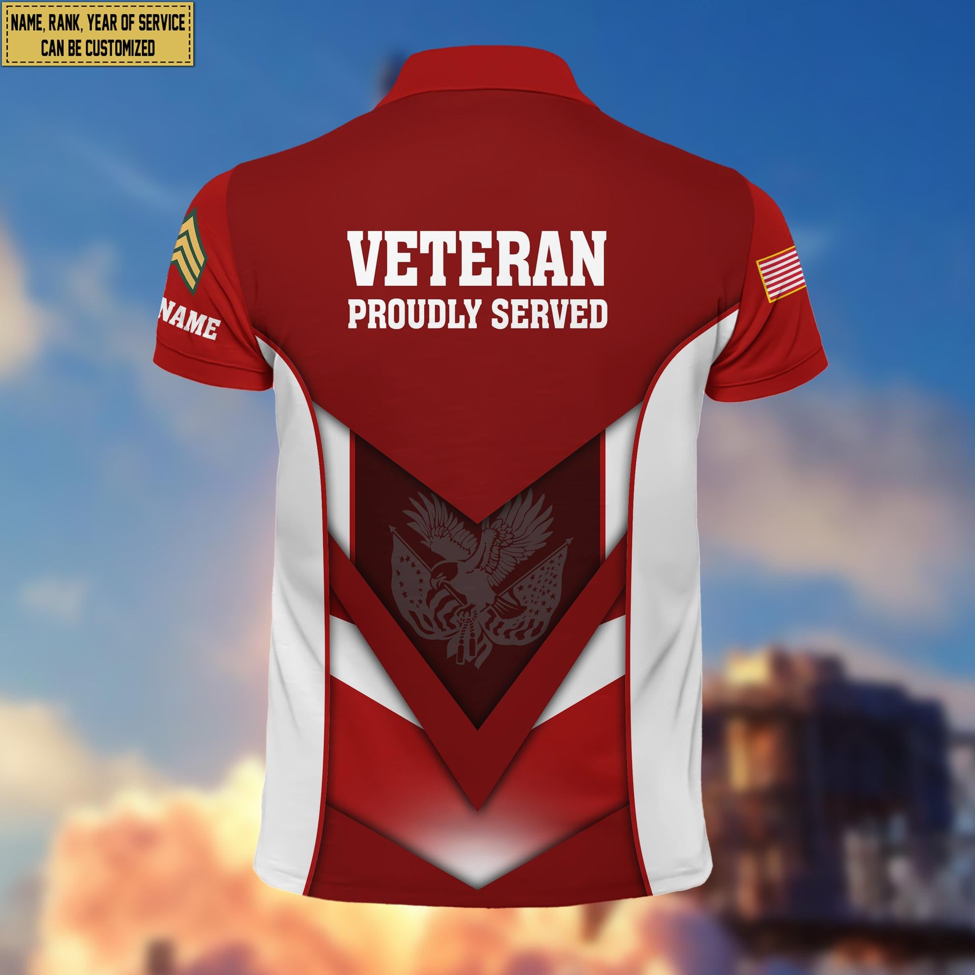 Customized US Veteran Polo Shirt, Gift for Grandpa Dad Husband, Gift for US Veteran VPVC200807