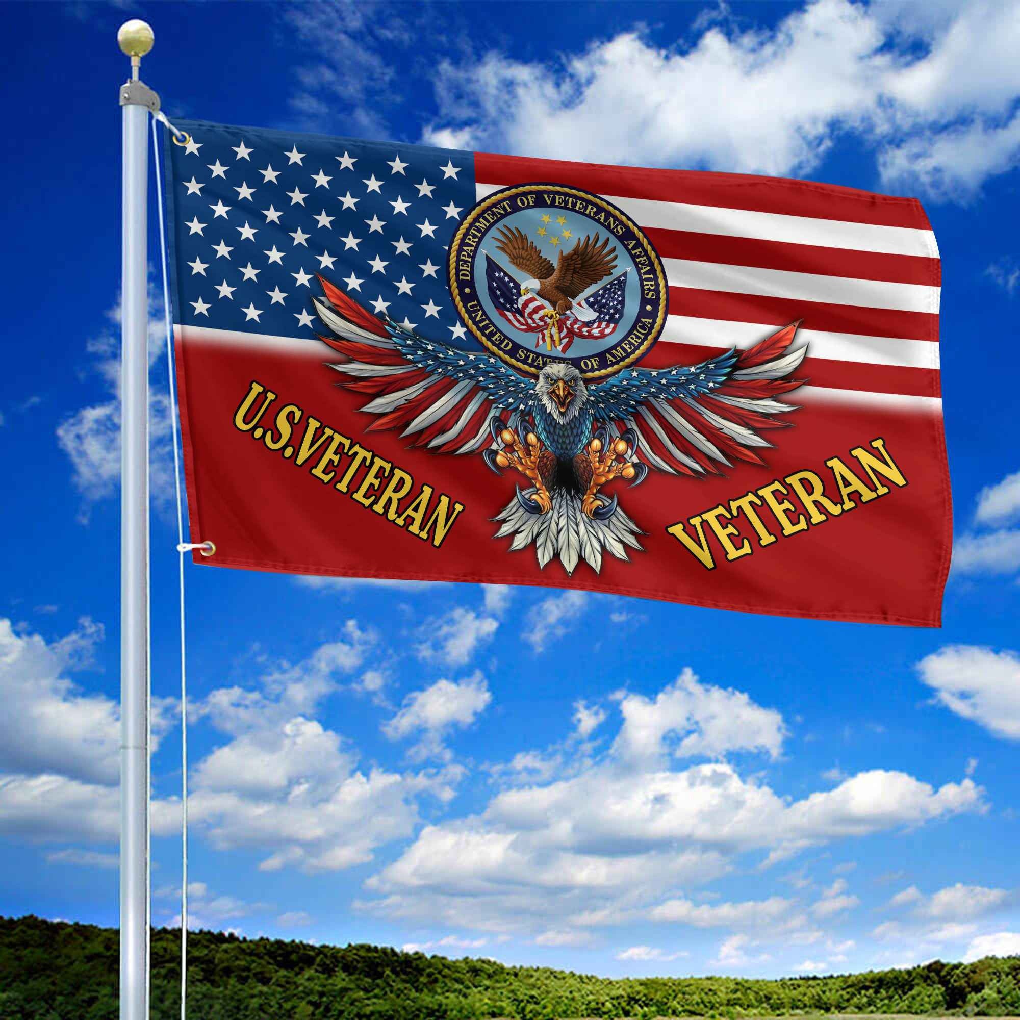 Unique US Veteran Grommet Flag, Gift For US Veteran VPVC104607