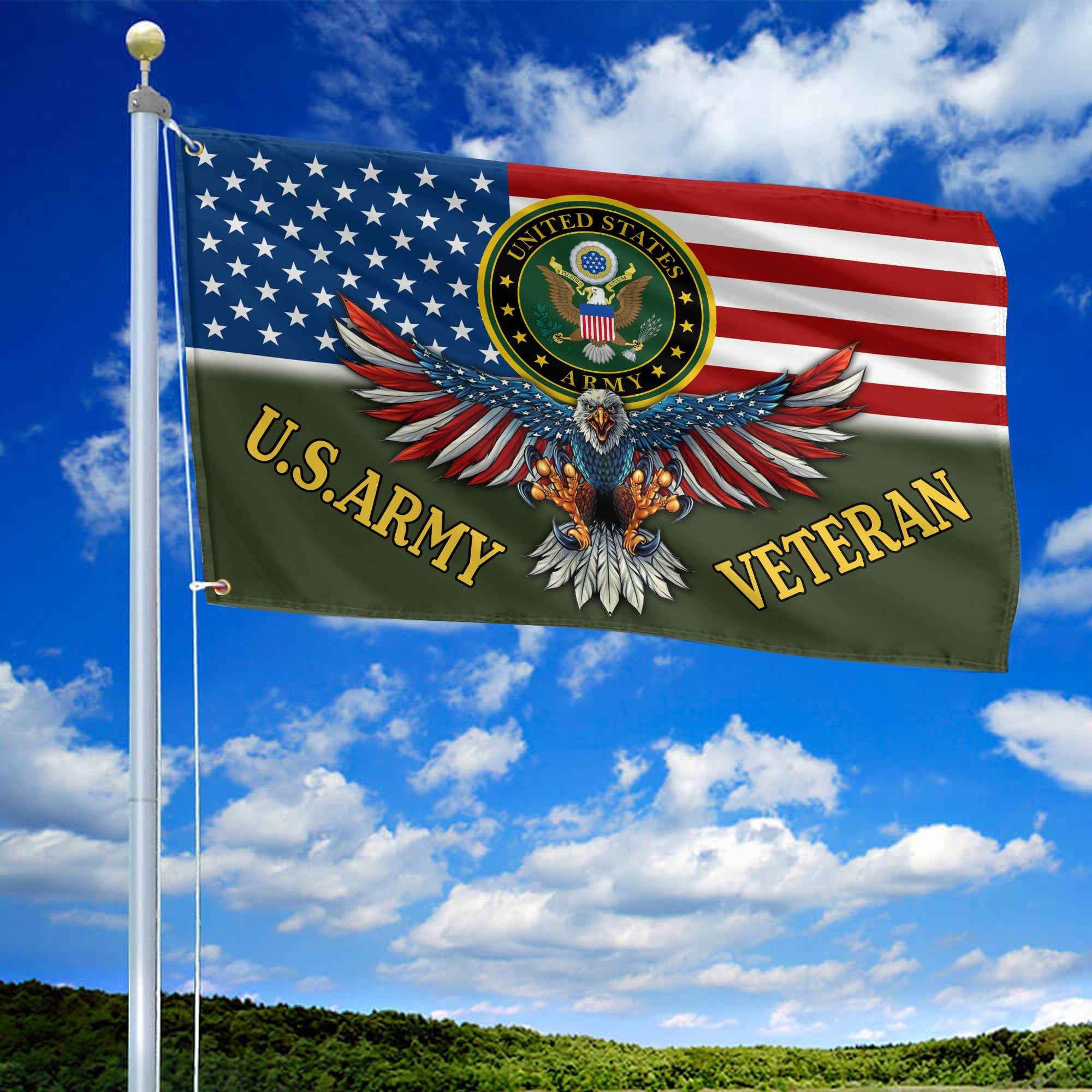 Unique U.S Army Grommet Flag, Gift For Army Veteran VPVC104601