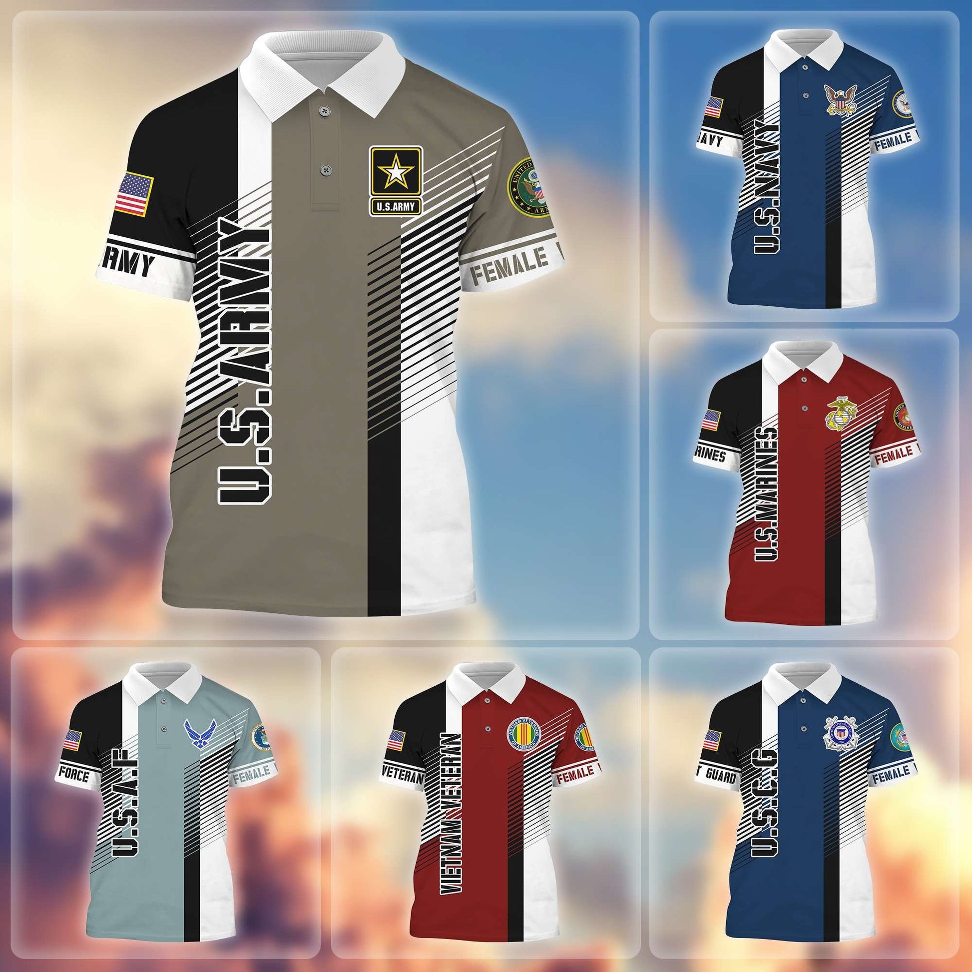 Premium Proudly Served US Female Veterans Polo Shirt APVC010612