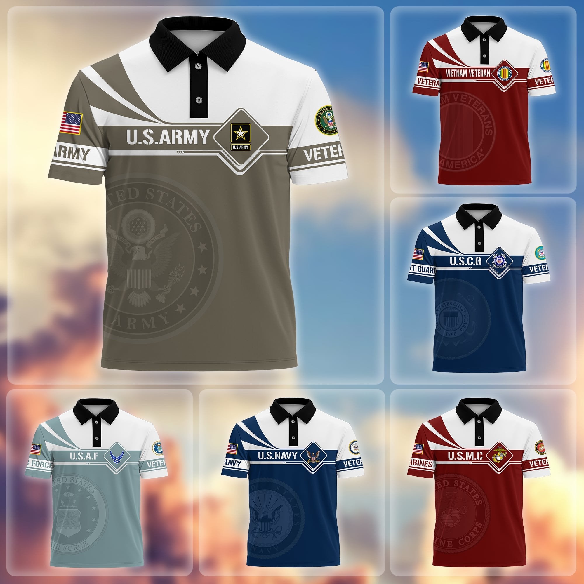 Premium Honoring All Who Served US Veterans Polo Shirt APVC220502