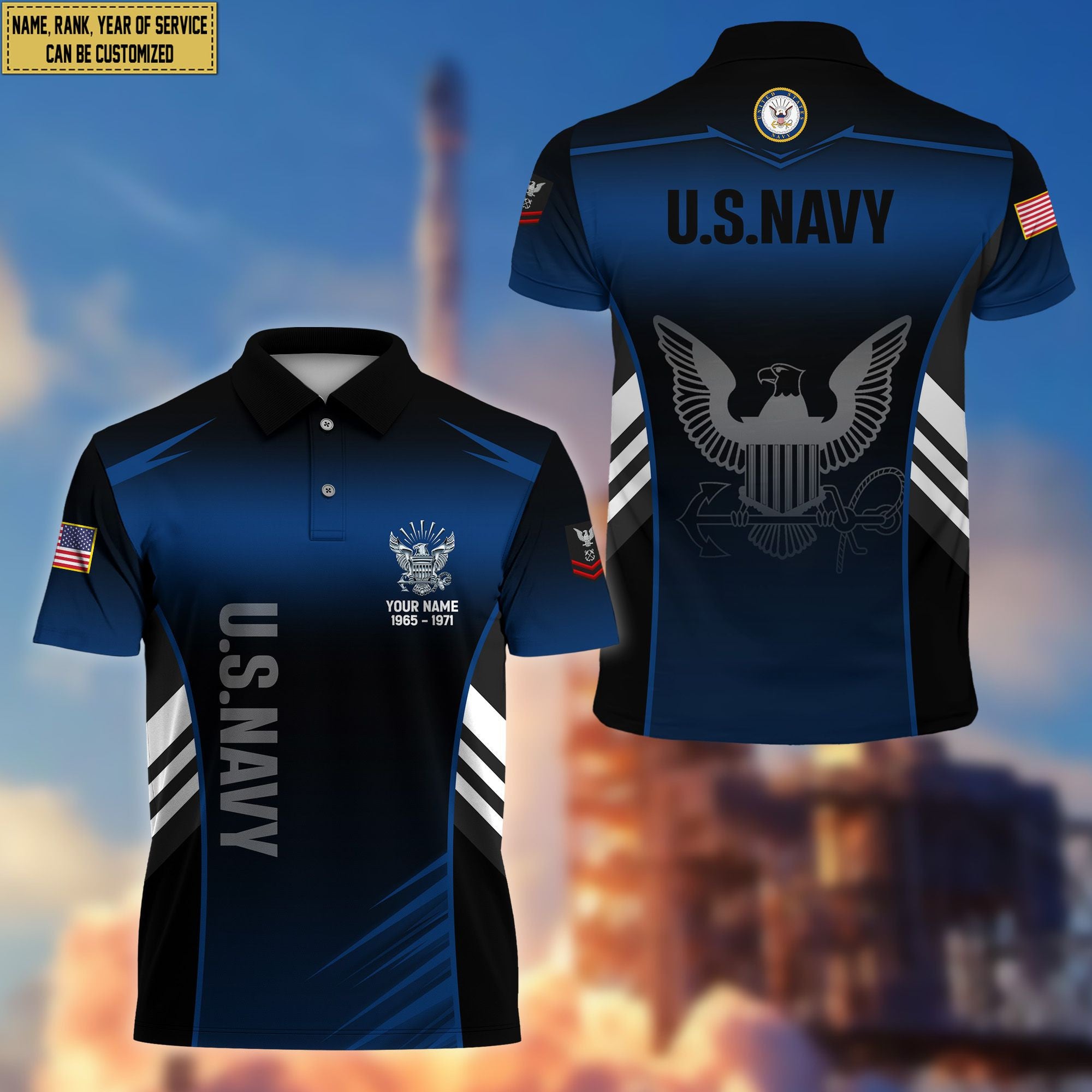US Navy Polo Shirt, Gift for Grandpa Dad Husband, Gift for Navy Veteran VPVC200902