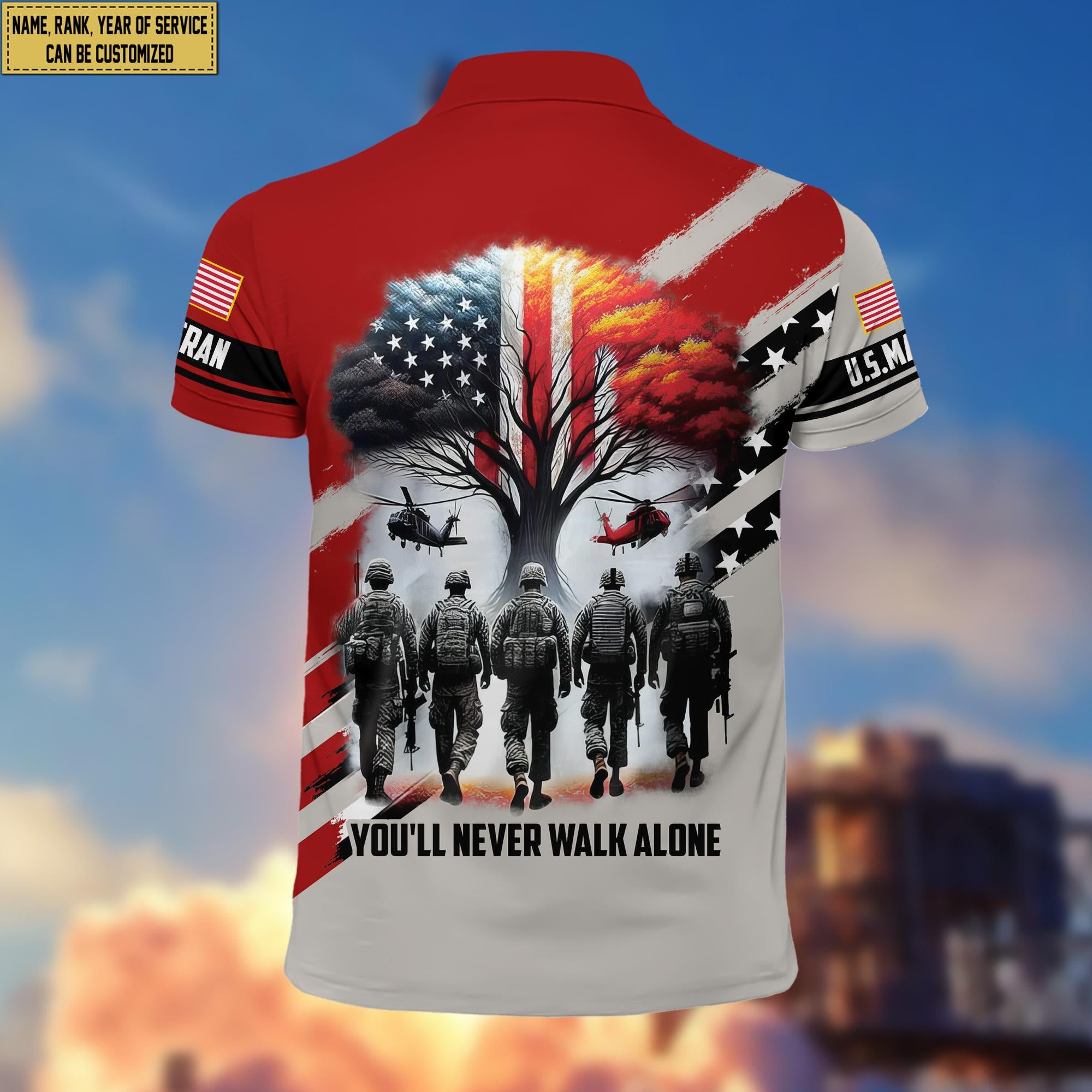 Premium Custom Name, Rank USMC Polo Shirt, Gift for Marine Veteran VPVC201203