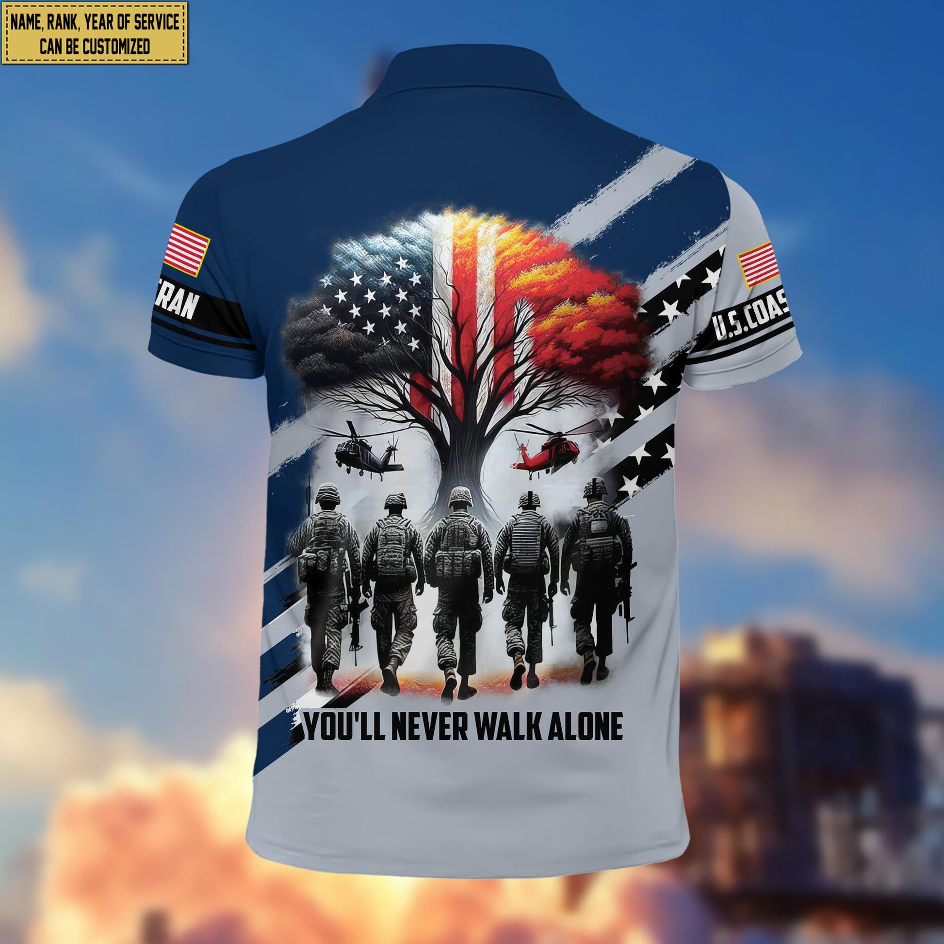 Premium Custom Name, Rank USCG Polo Shirt, Gift for Coast Guard Veteran VPVC201205
