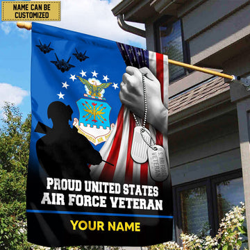 Premium USAF Veteran Custom Name American Flag, Gift For Air Force Veteran Garden Flag - House Flag VPVC103504