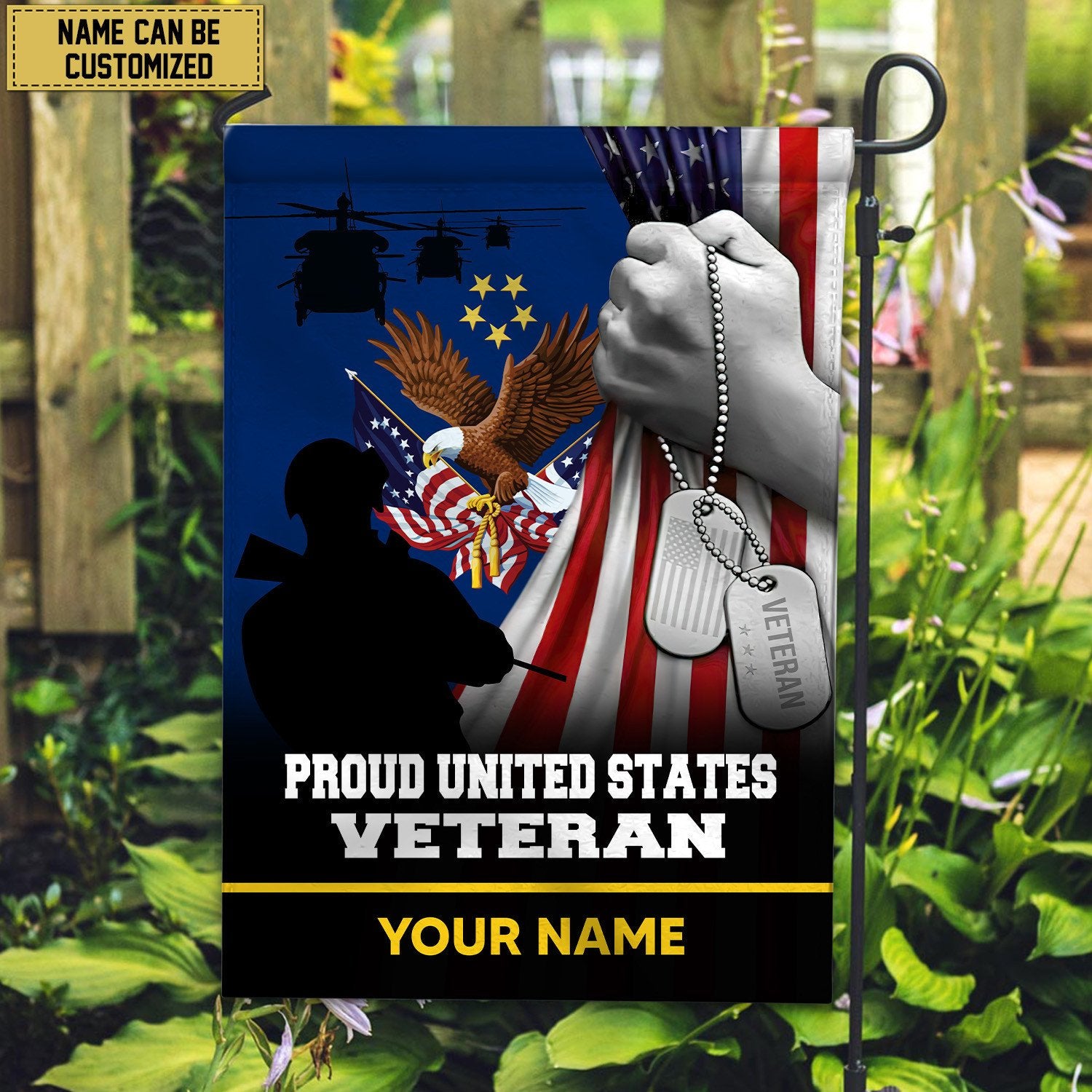 Premium US Veteran Custom Name American Flag, Gift For US Veteran Garden Flag - House Flag VPVC103507