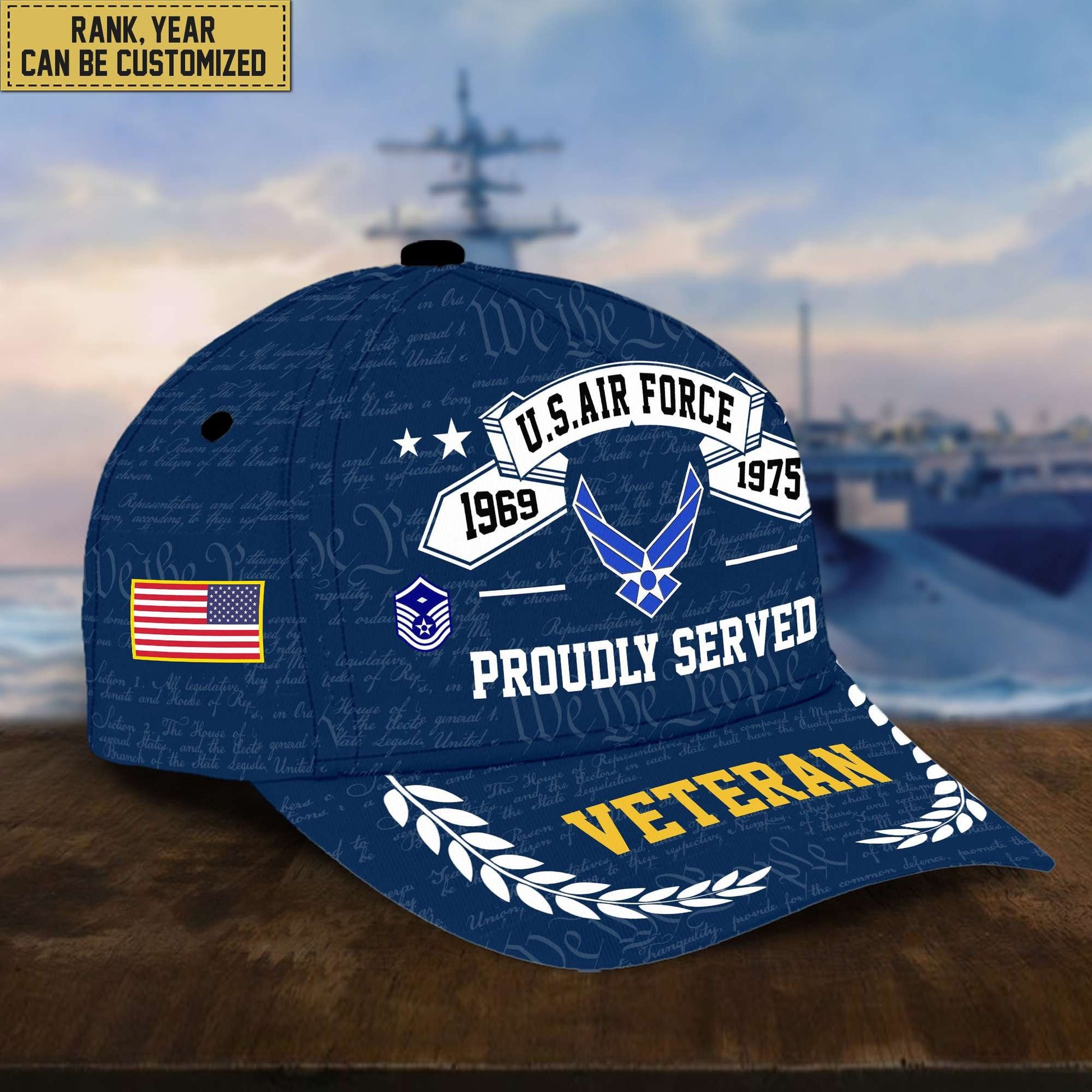 Premium US Veterans Cap, Custom Rank, Years Of Service, Gift For Veterans Day, Father's Day, Independence Day APVC040601
