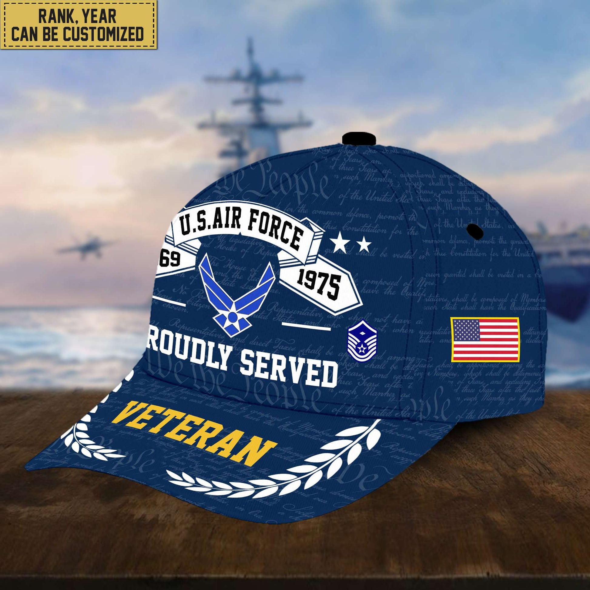 Premium US Veterans Cap, Custom Rank, Years Of Service, Gift For Veterans Day, Father's Day, Independence Day APVC040601