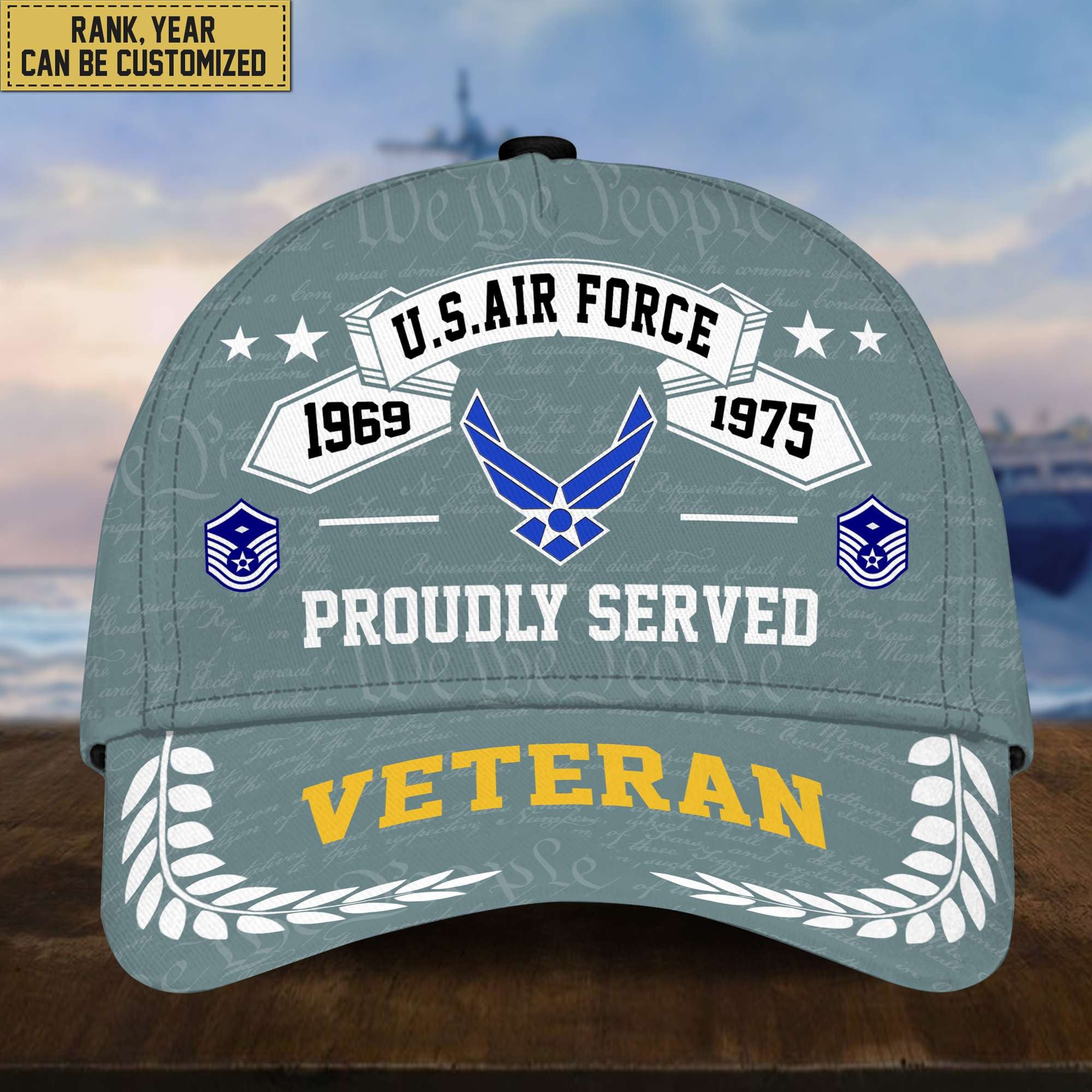 Premium US Veterans Cap, Custom Rank, Years Of Service, Gift For Veterans Day, Father's Day, Independence Day APVC040601