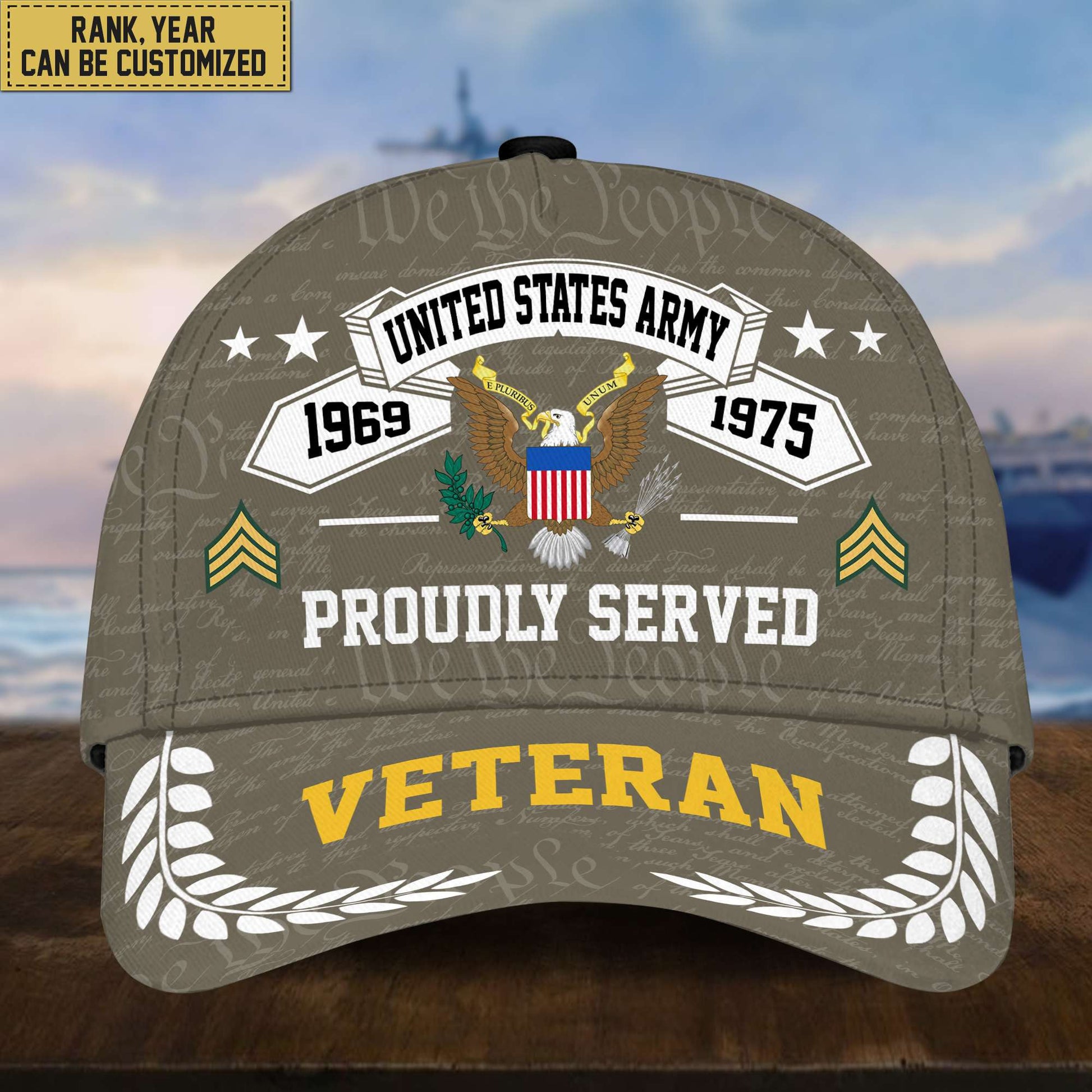 Premium US Veterans Cap, Custom Rank, Years Of Service, Gift For Veterans Day, Father's Day, Independence Day APVC040601