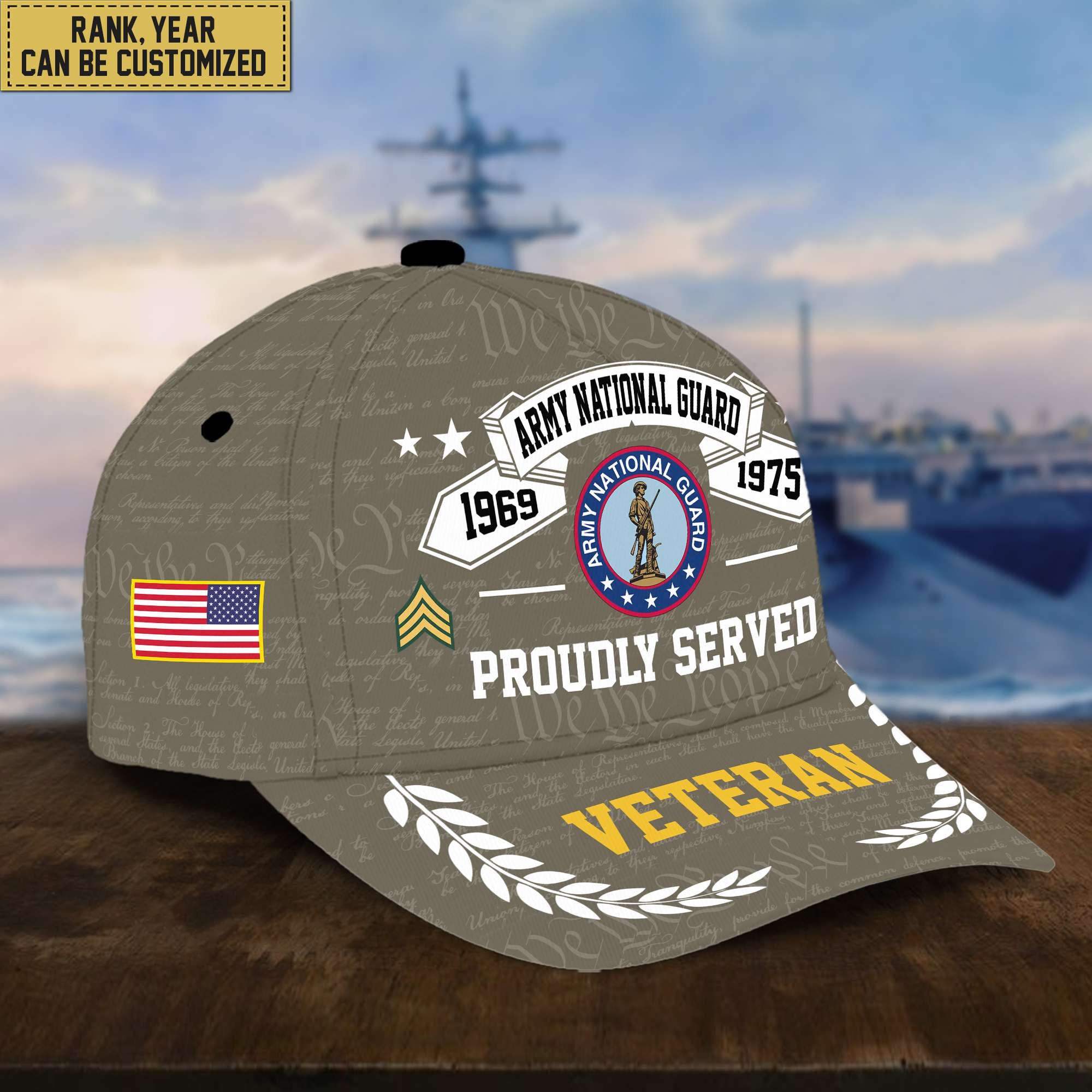 Premium US Veterans Cap, Custom Rank, Years Of Service, Gift For Veterans Day, Father's Day, Independence Day APVC040601