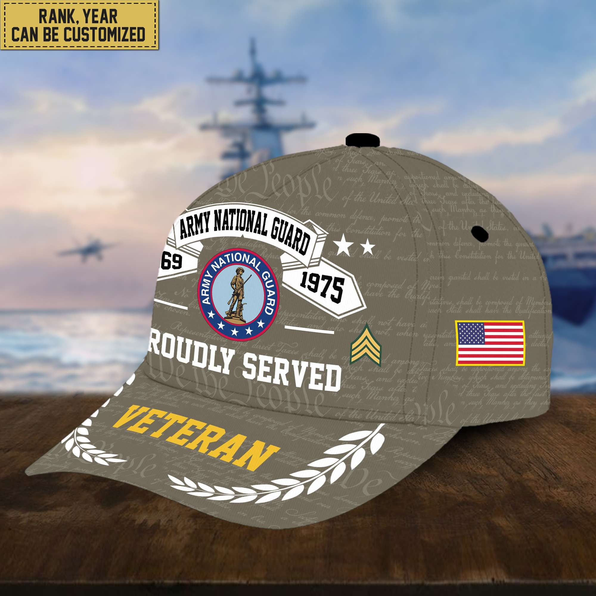 Premium US Veterans Cap, Custom Rank, Years Of Service, Gift For Veterans Day, Father's Day, Independence Day APVC040601