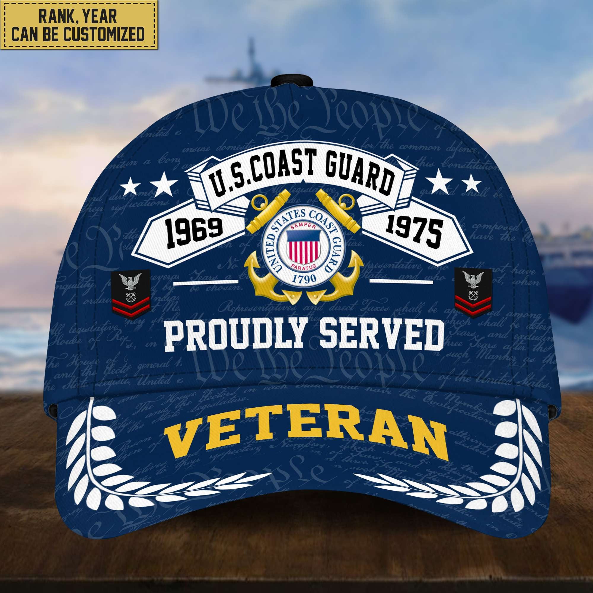Premium US Veterans Cap, Custom Rank, Years Of Service, Gift For Veterans Day, Father's Day, Independence Day APVC040601