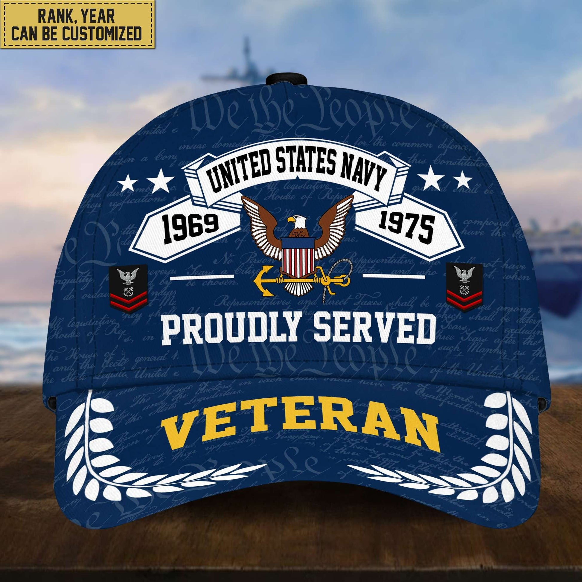 Premium US Veterans Cap, Custom Rank, Years Of Service, Gift For Veterans Day, Father's Day, Independence Day APVC040601