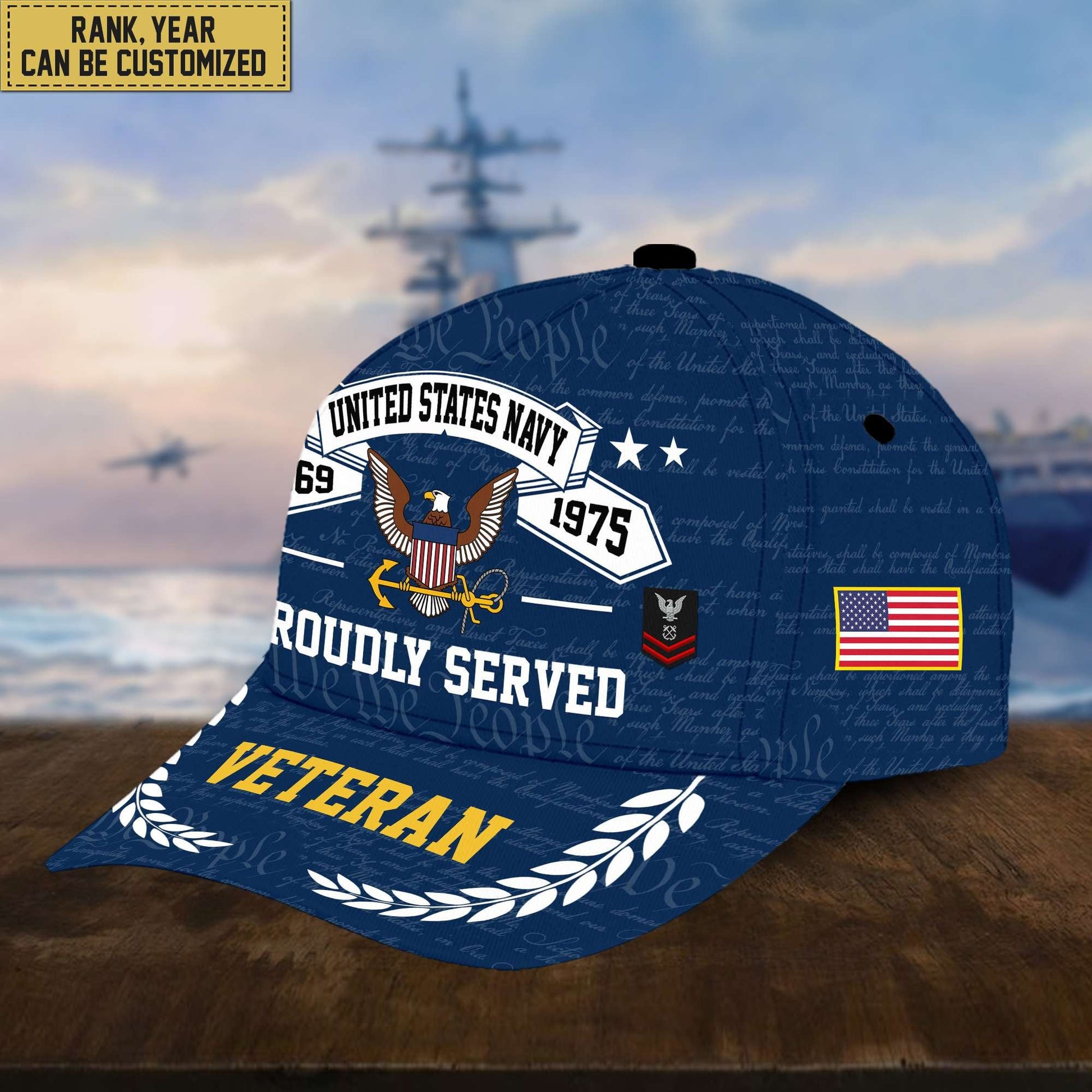 Premium US Veterans Cap, Custom Rank, Years Of Service, Gift For Veterans Day, Father's Day, Independence Day APVC040601