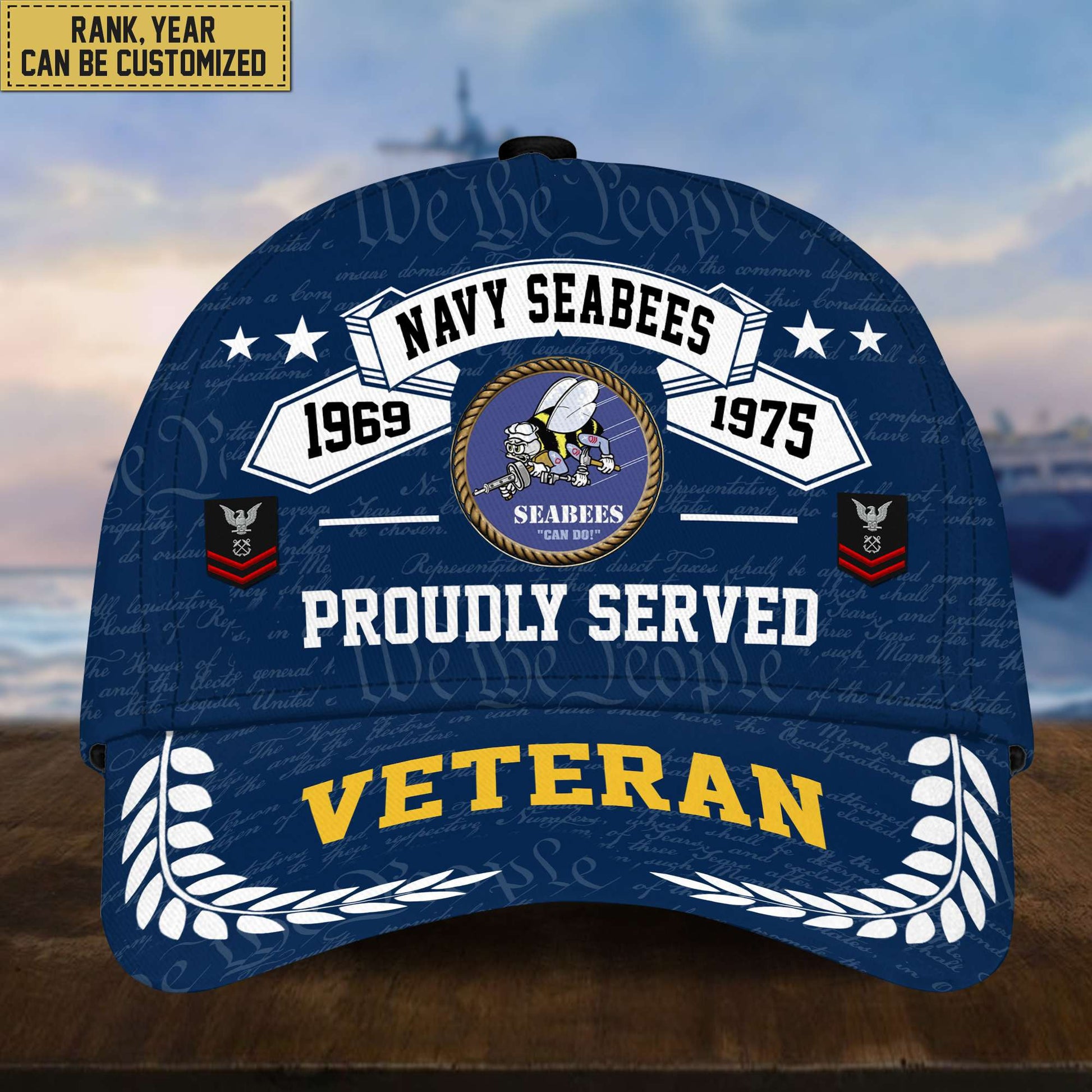 Premium US Veterans Cap, Custom Rank, Years Of Service, Gift For Veterans Day, Father's Day, Independence Day APVC040601