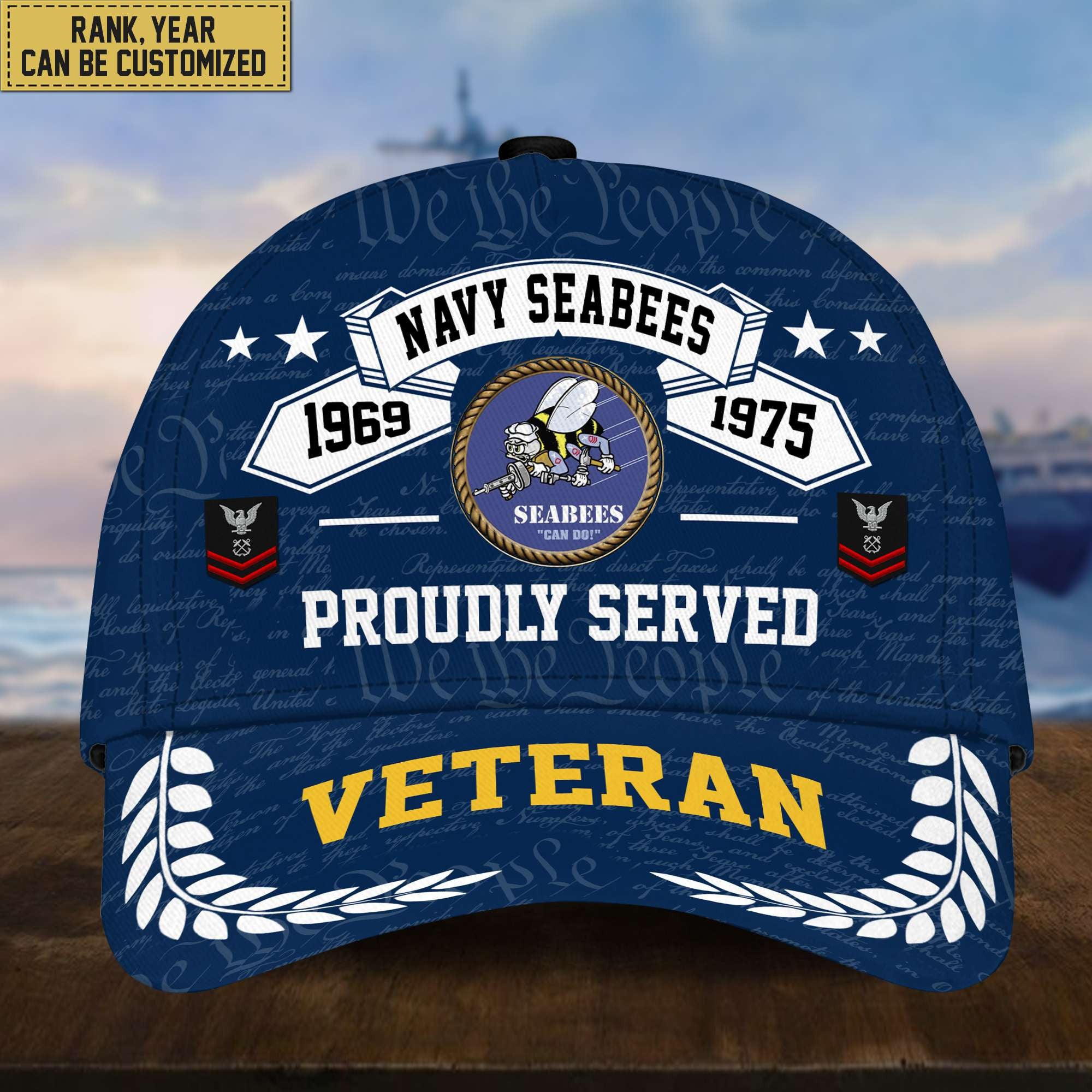 Premium US Veterans Cap, Custom Rank, Years Of Service, Gift For Veterans Day, Father's Day, Independence Day APVC040601