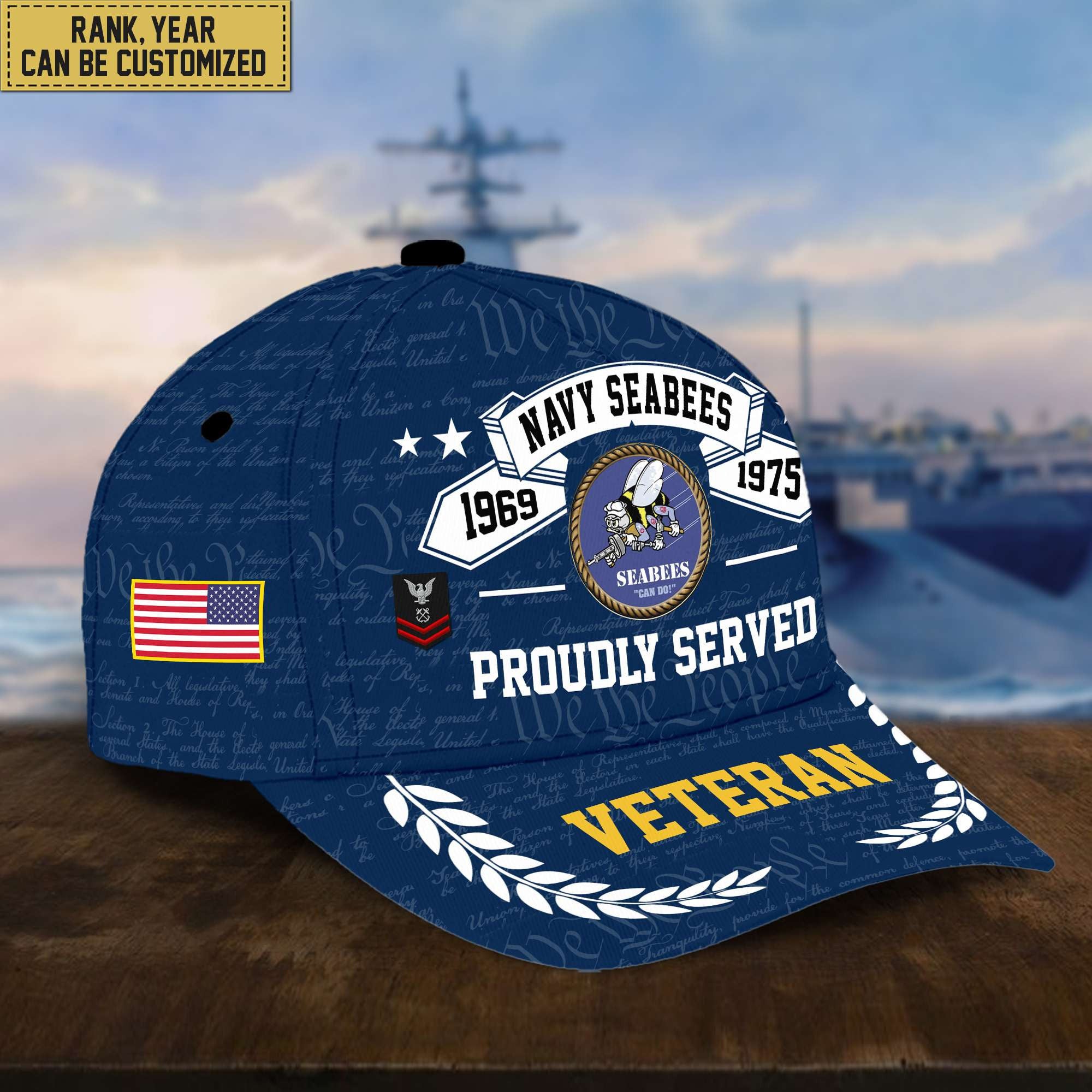 Premium US Veterans Cap, Custom Rank, Years Of Service, Gift For Veterans Day, Father's Day, Independence Day APVC040601