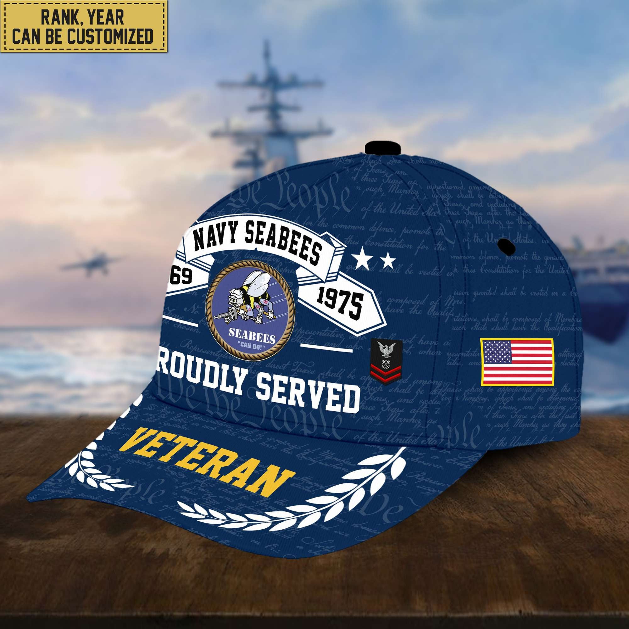 Premium US Veterans Cap, Custom Rank, Years Of Service, Gift For Veterans Day, Father's Day, Independence Day APVC040601