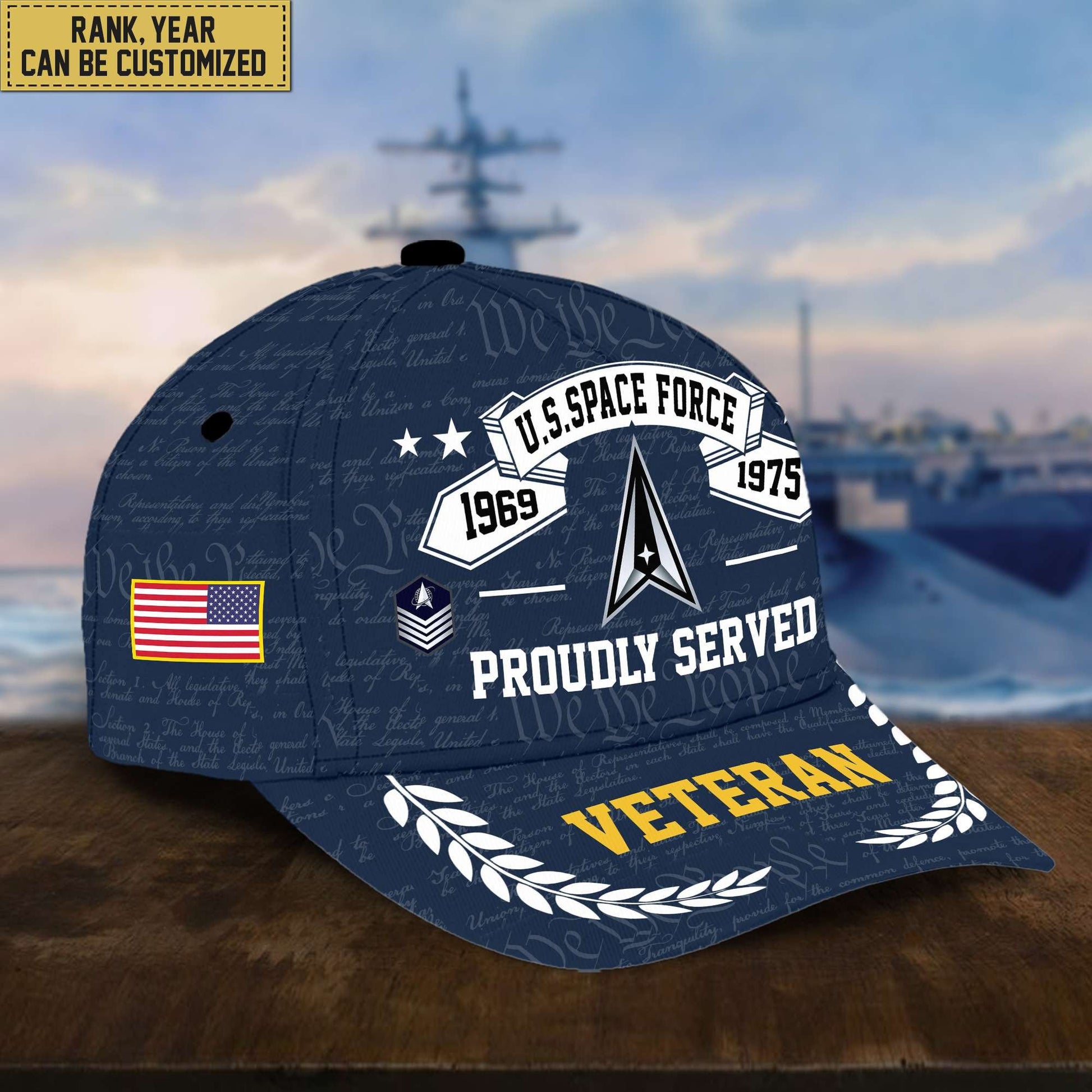 Premium US Veterans Cap, Custom Rank, Years Of Service, Gift For Veterans Day, Father's Day, Independence Day APVC040601
