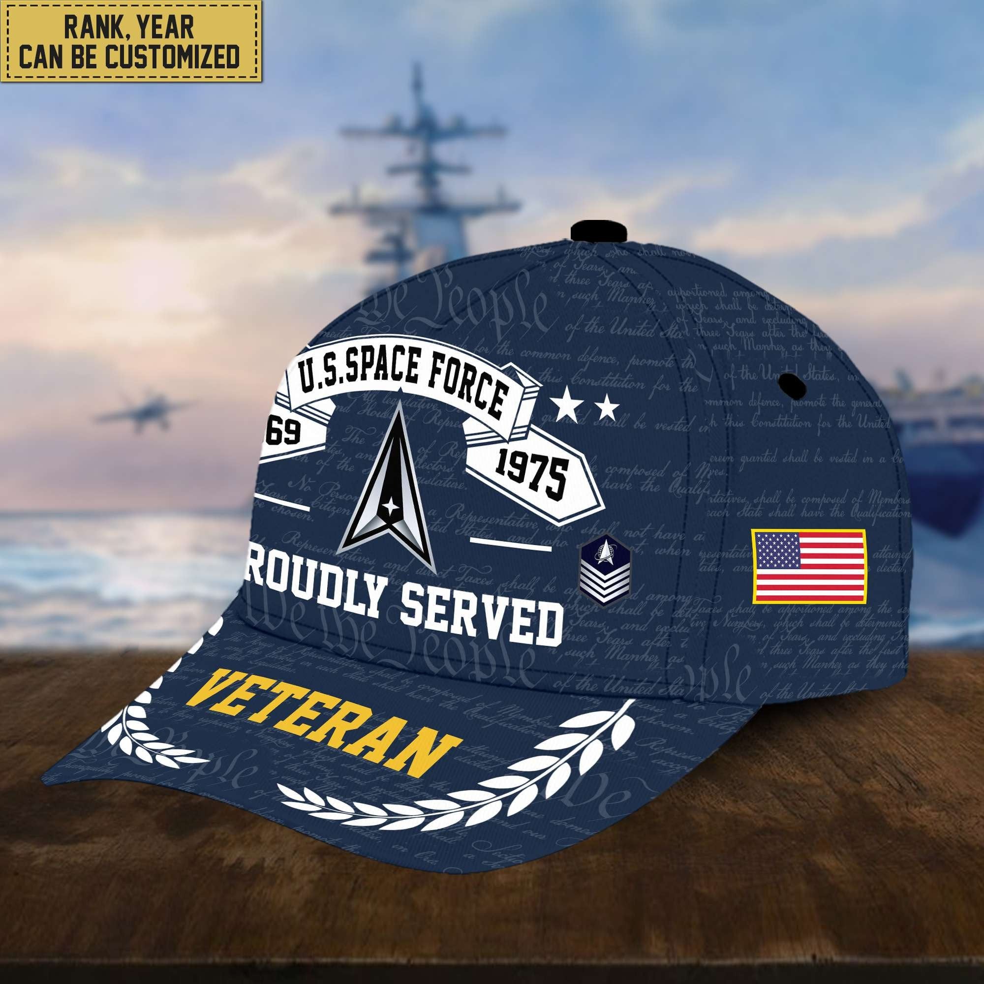 Premium US Veterans Cap, Custom Rank, Years Of Service, Gift For Veterans Day, Father's Day, Independence Day APVC040601