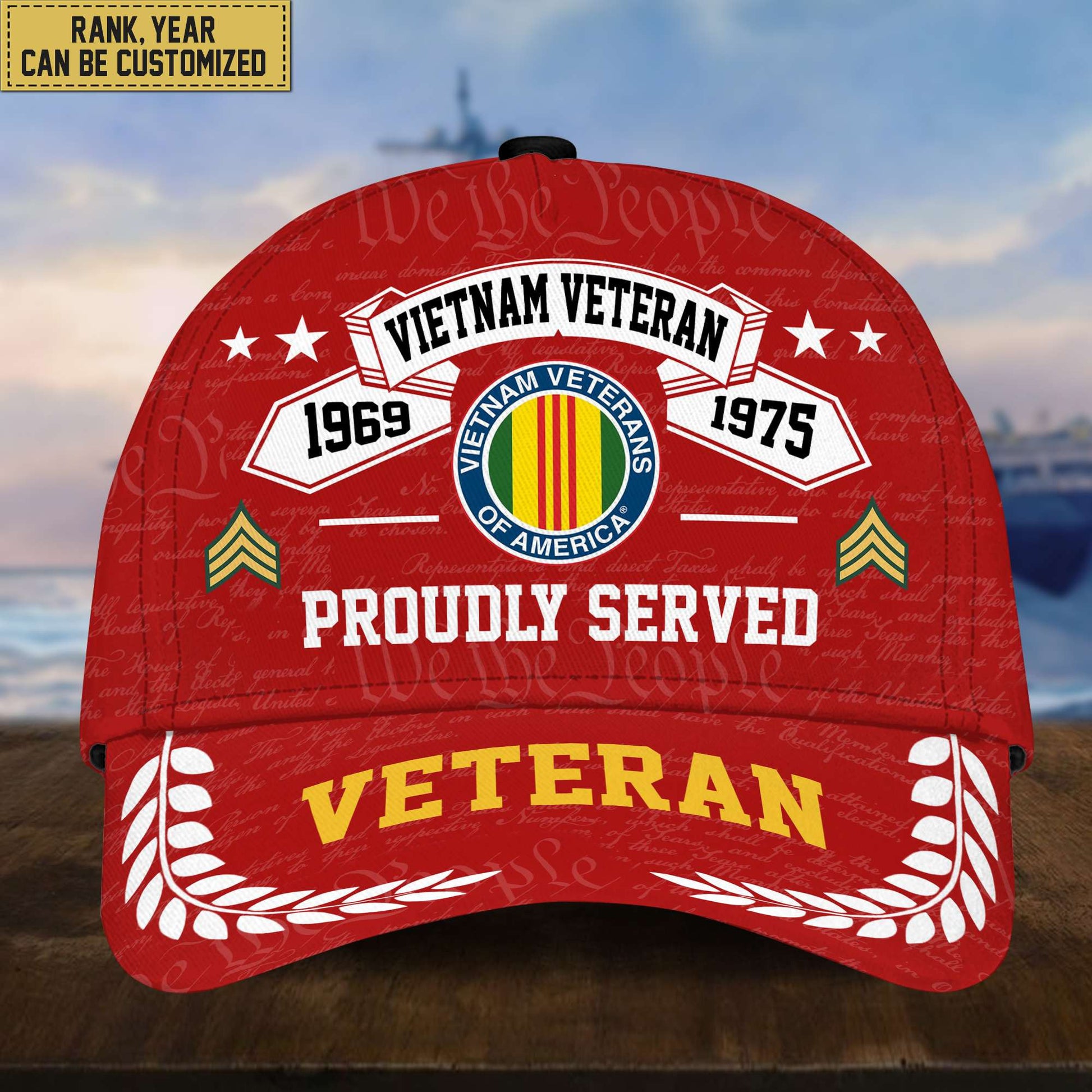 Premium US Veterans Cap, Custom Rank, Years Of Service, Gift For Veterans Day, Father's Day, Independence Day APVC040601