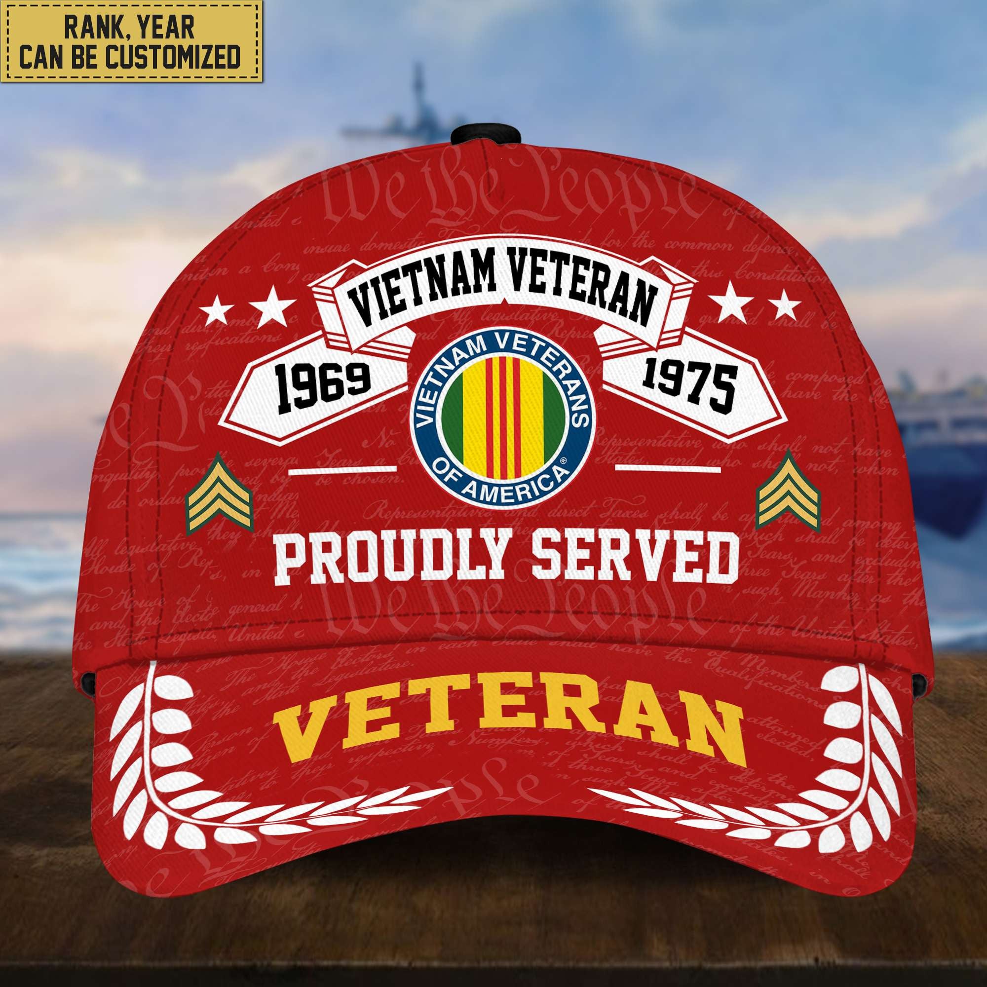 Premium US Veterans Cap, Custom Rank, Years Of Service, Gift For Veterans Day, Father's Day, Independence Day APVC040601