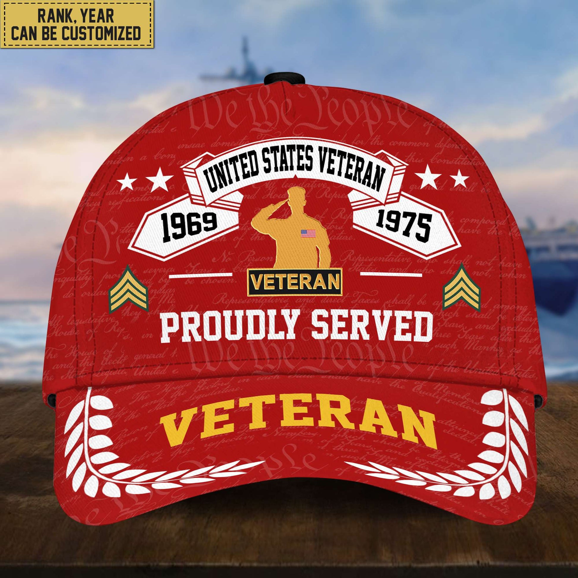 Premium US Veterans Cap, Custom Rank, Years Of Service, Gift For Veterans Day, Father's Day, Independence Day APVC040601