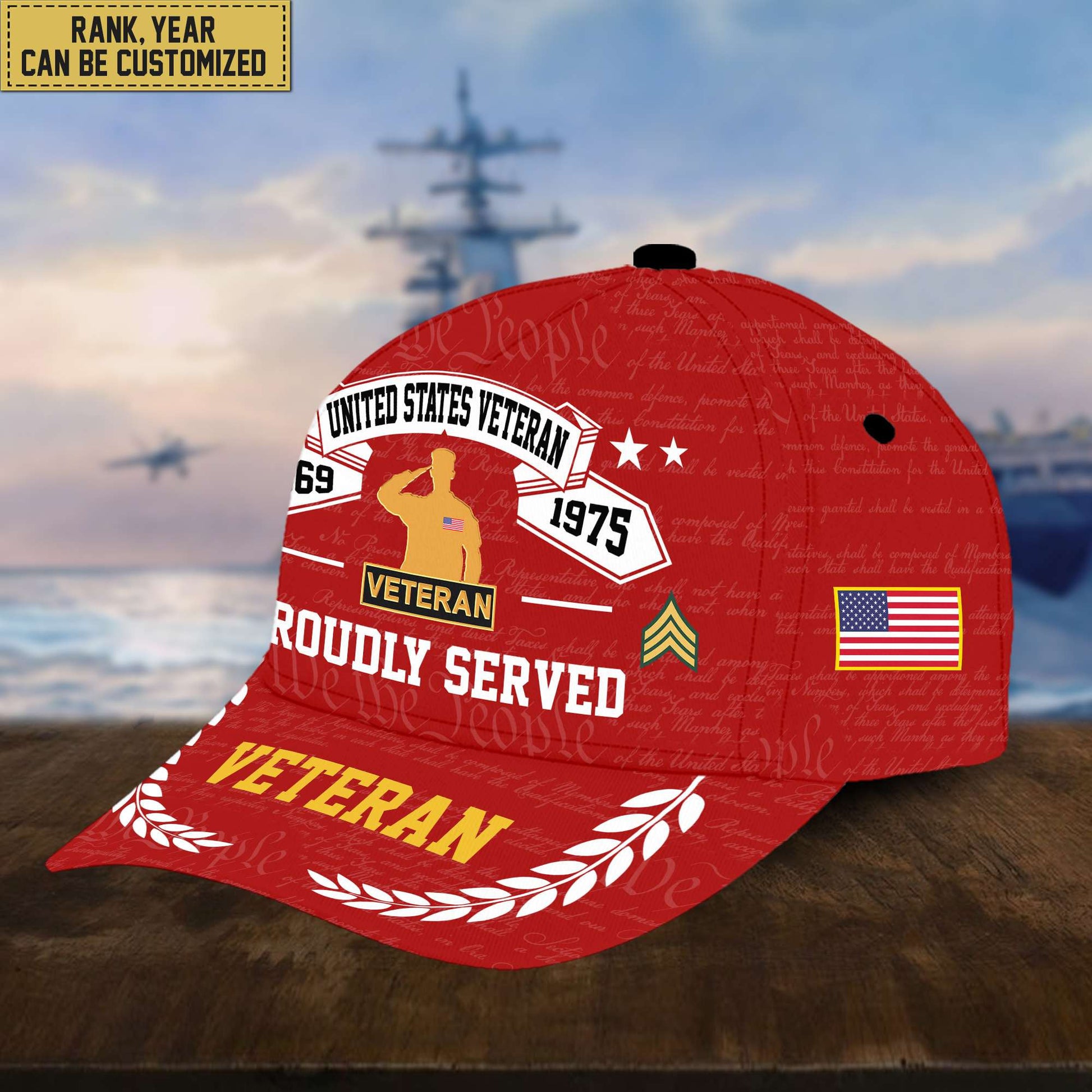 Premium US Veterans Cap, Custom Rank, Years Of Service, Gift For Veterans Day, Father's Day, Independence Day APVC040601
