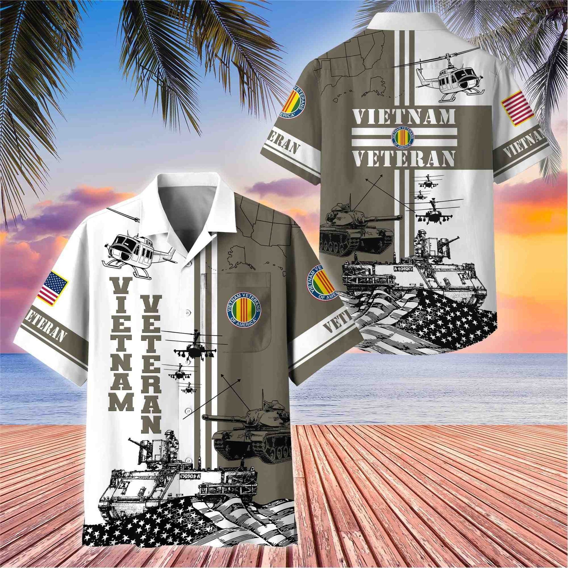 Premium US Veterans Hawaii Shirt With Pocket, Gift For Army Veteran, Navy Veteran, Marine Veteran, Air Force Veteran, Coast Guard Veteran, Vietnam Veteran, Gift For Veterans Day, Father's Day, Independence Day APVC120610