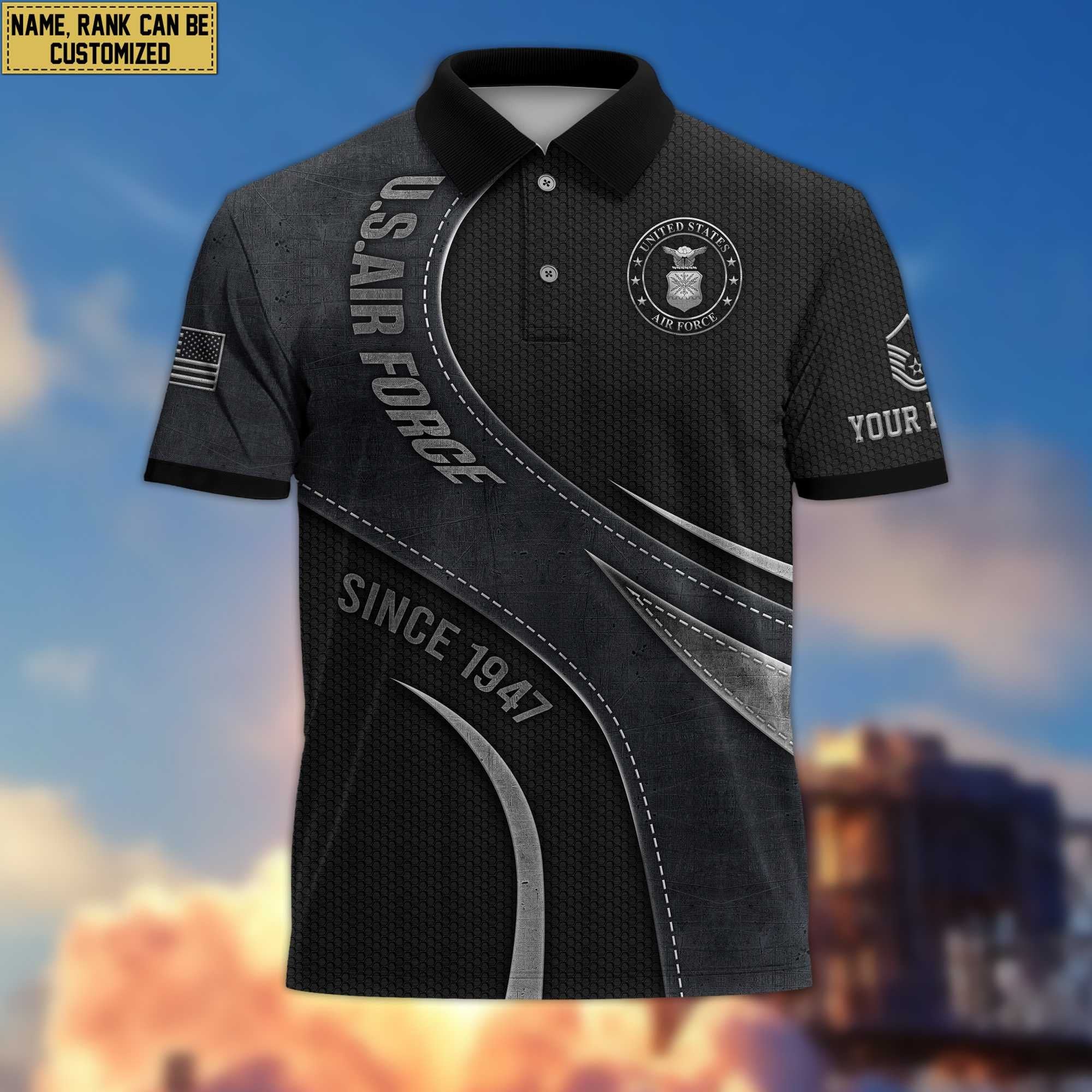 Premium Custom USAF Polo Shirt, Gift for Air Force Veteran VPVC201304