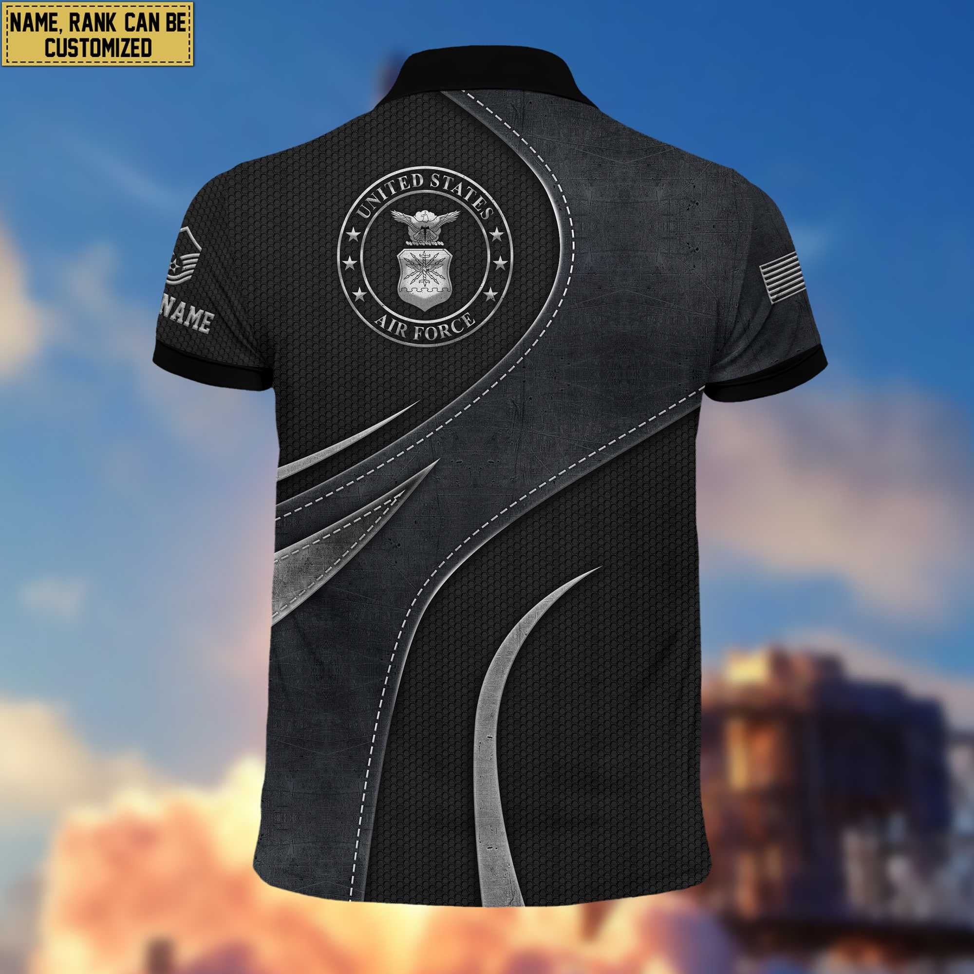 Premium Custom USAF Polo Shirt, Gift for Air Force Veteran VPVC201304