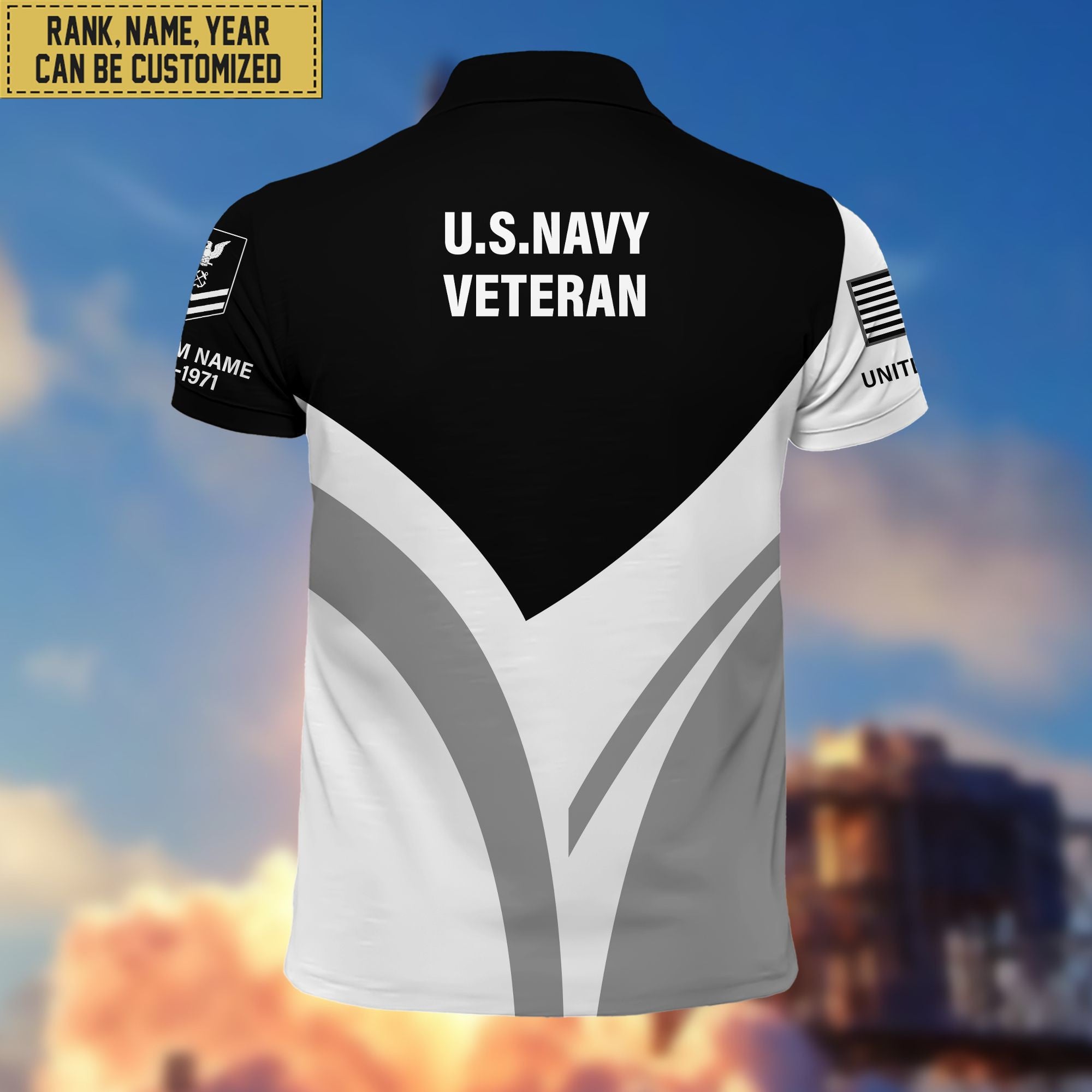 Premium Custom US Navy Polo Shirt, Gift for Navy Veteran, Veterans Day, Father's Day VPVC201402