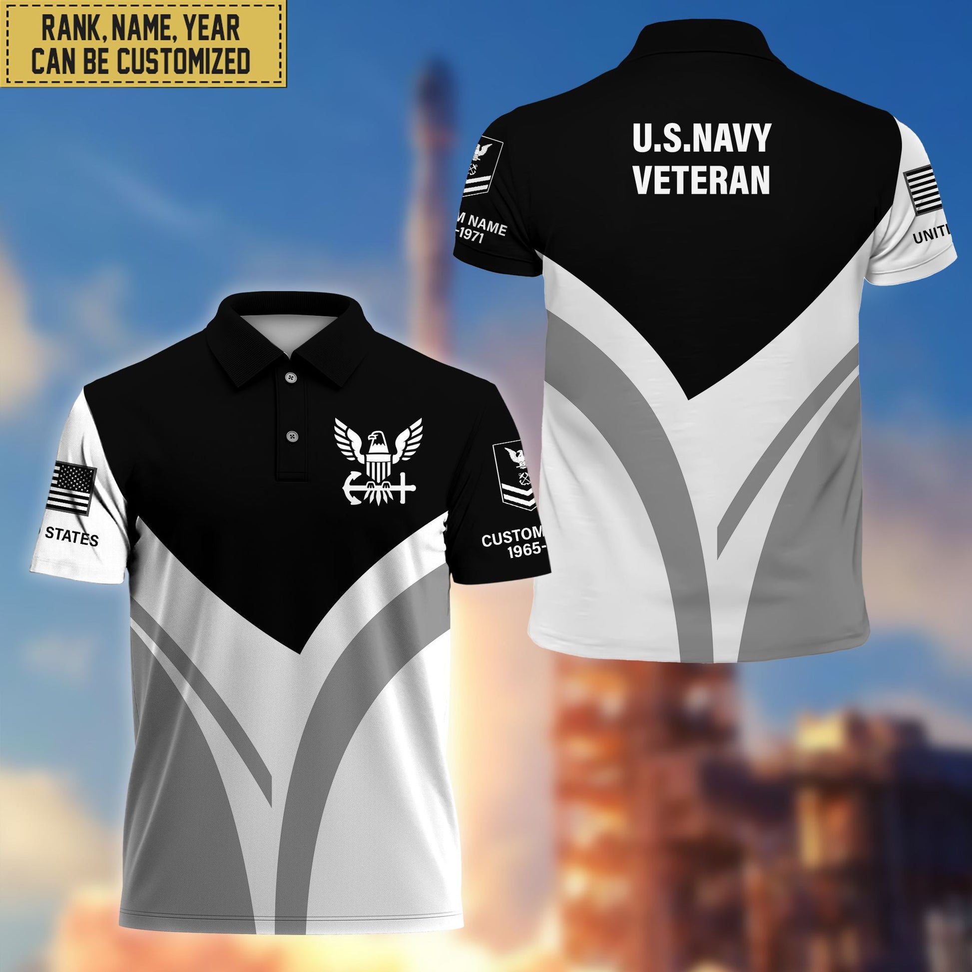 Premium Custom US Navy Polo Shirt, Gift for Navy Veteran, Veterans Day, Father's Day VPVC201402