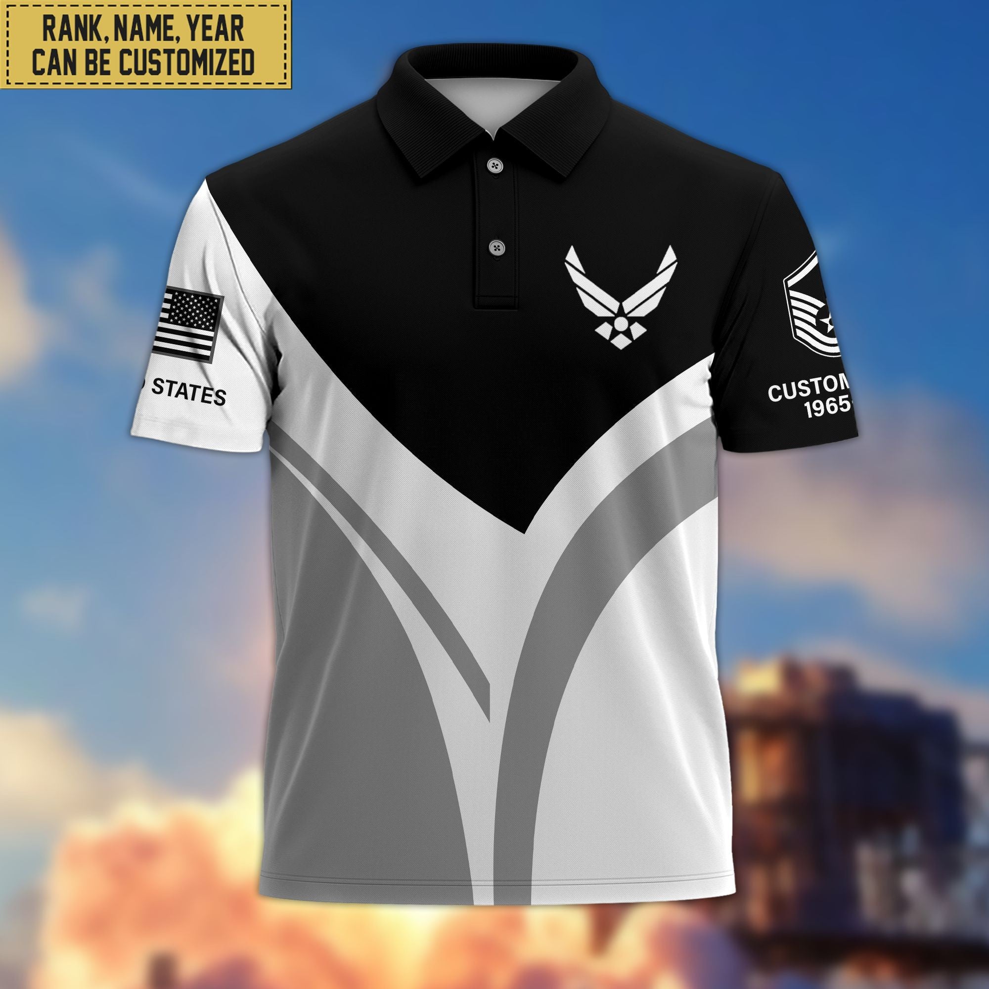 Premium Custom USAF Polo Shirt, Gift for Air Force Veteran, Veterans Day, Father's Day VPVC201404