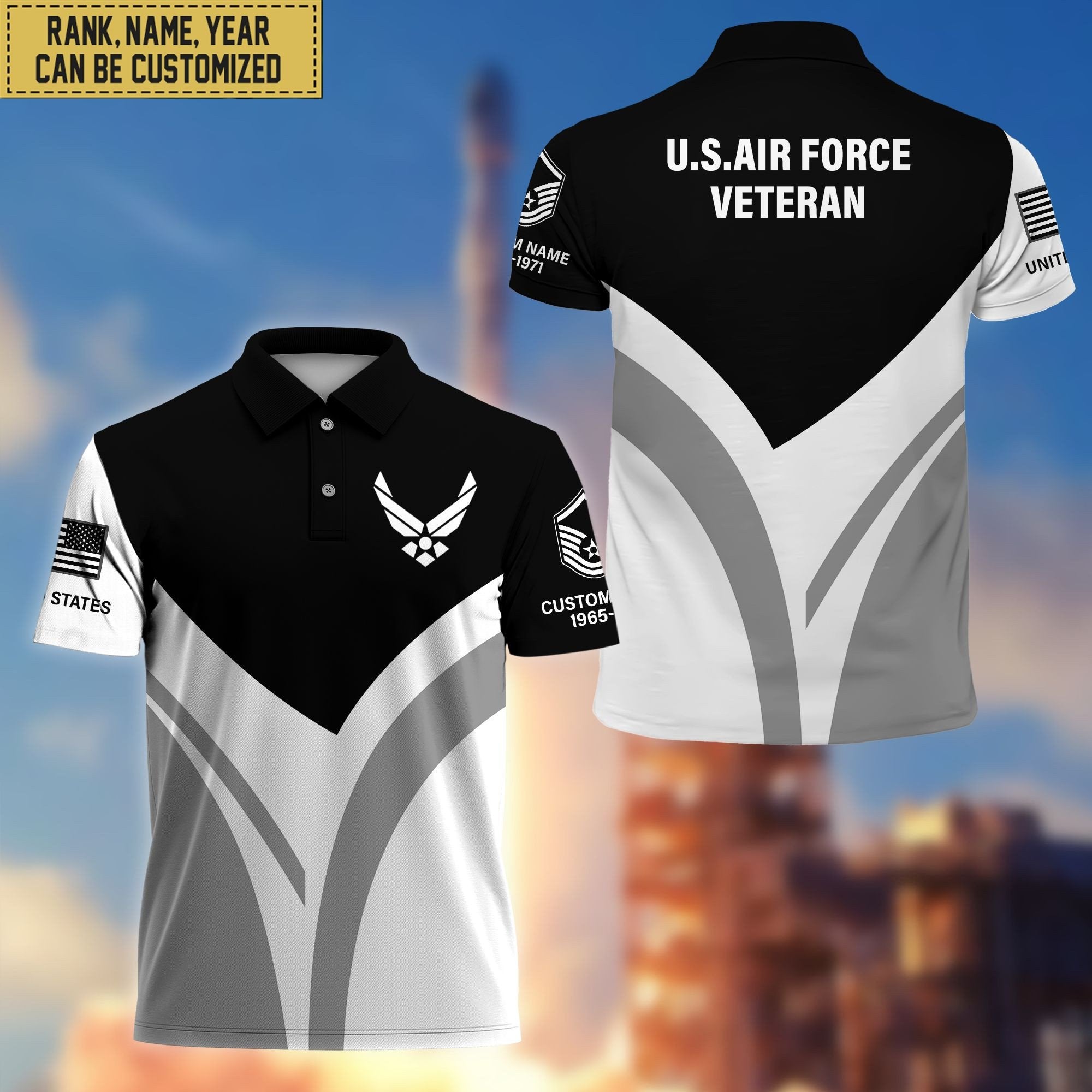 Premium Custom USAF Polo Shirt, Gift for Air Force Veteran, Veterans Day, Father's Day VPVC201404