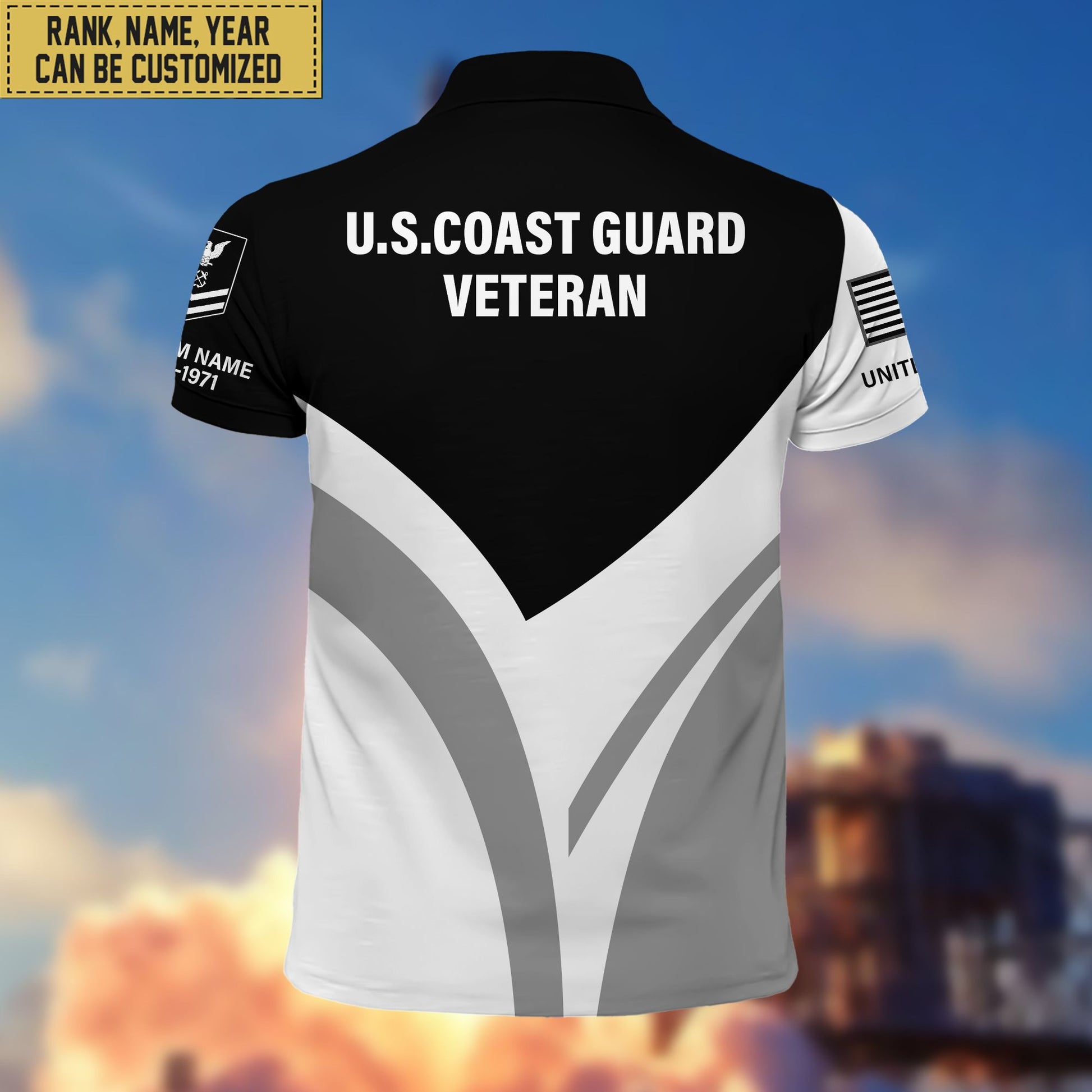 Premium Custom USCG Polo Shirt, Gift for Coast Guard Veteran, Veterans Day, Father's Day VPVC201405