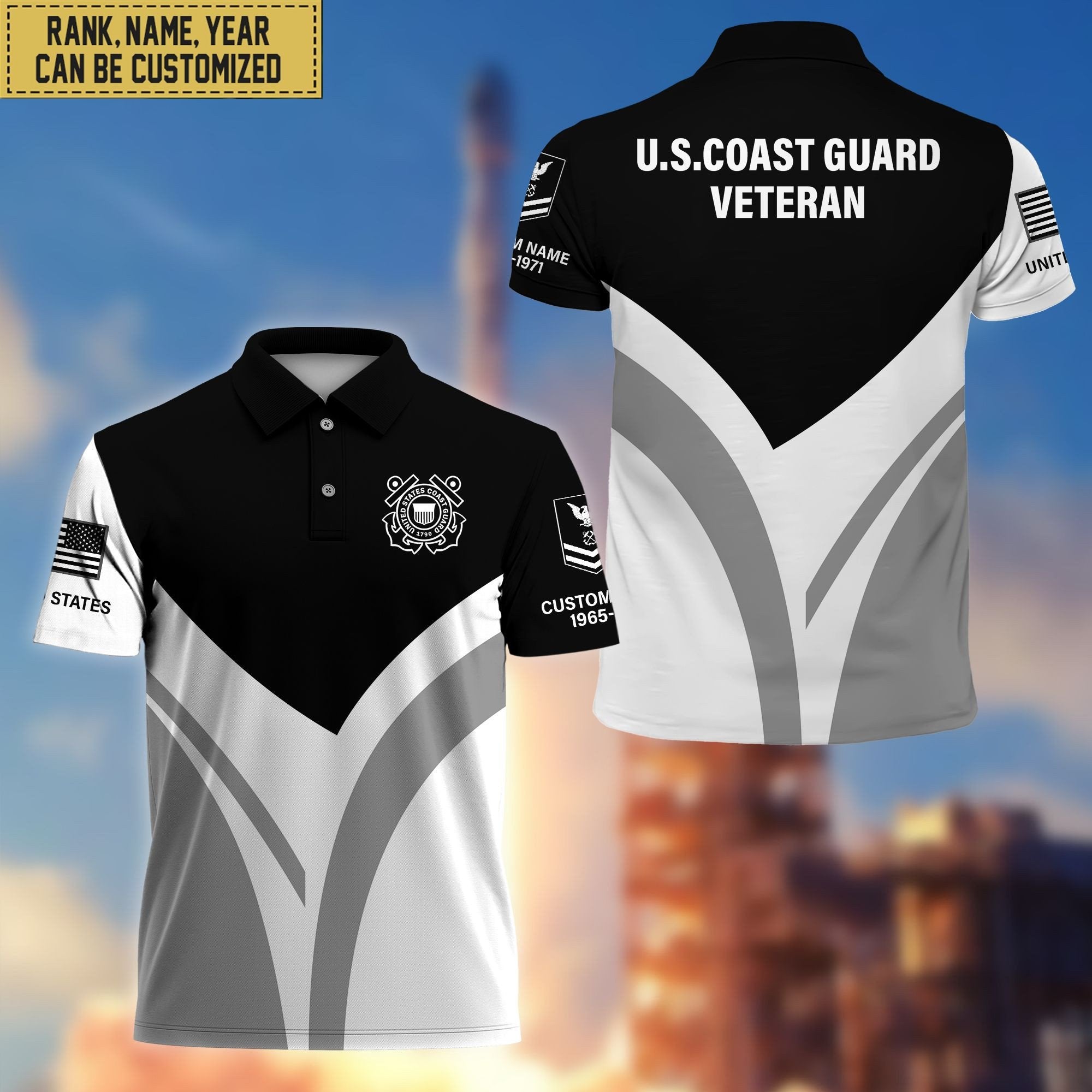 Premium Custom USCG Polo Shirt, Gift for Coast Guard Veteran, Veterans Day, Father's Day VPVC201405