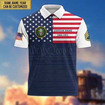 US Army Polo Shirt, Custom Name, Rank, Gift for Army Veteran, Veterans Day, Father's Day VPVC201501
