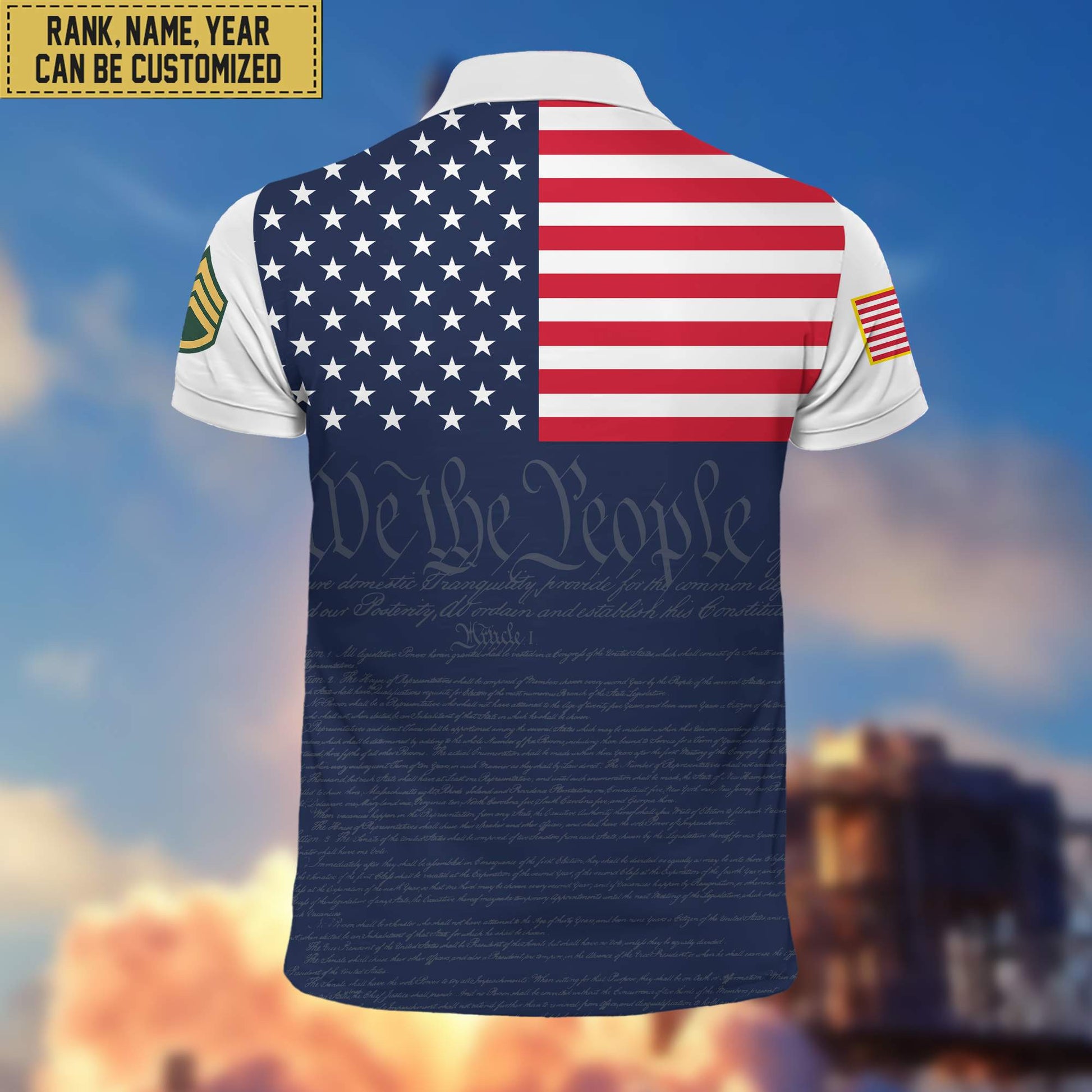 US Veteran Polo Shirt, Custom Name, Rank, Gift for US Veteran, Veterans Day, Father's Day VPVC201507