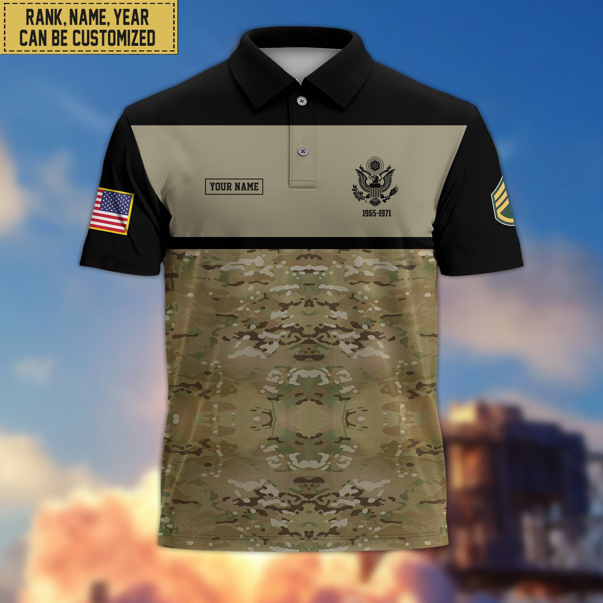 Unique Custom US Army Polo Shirt, Custom Name, Rank, Gift for Army Veteran, Veterans Day, Father's Day VPVC201601