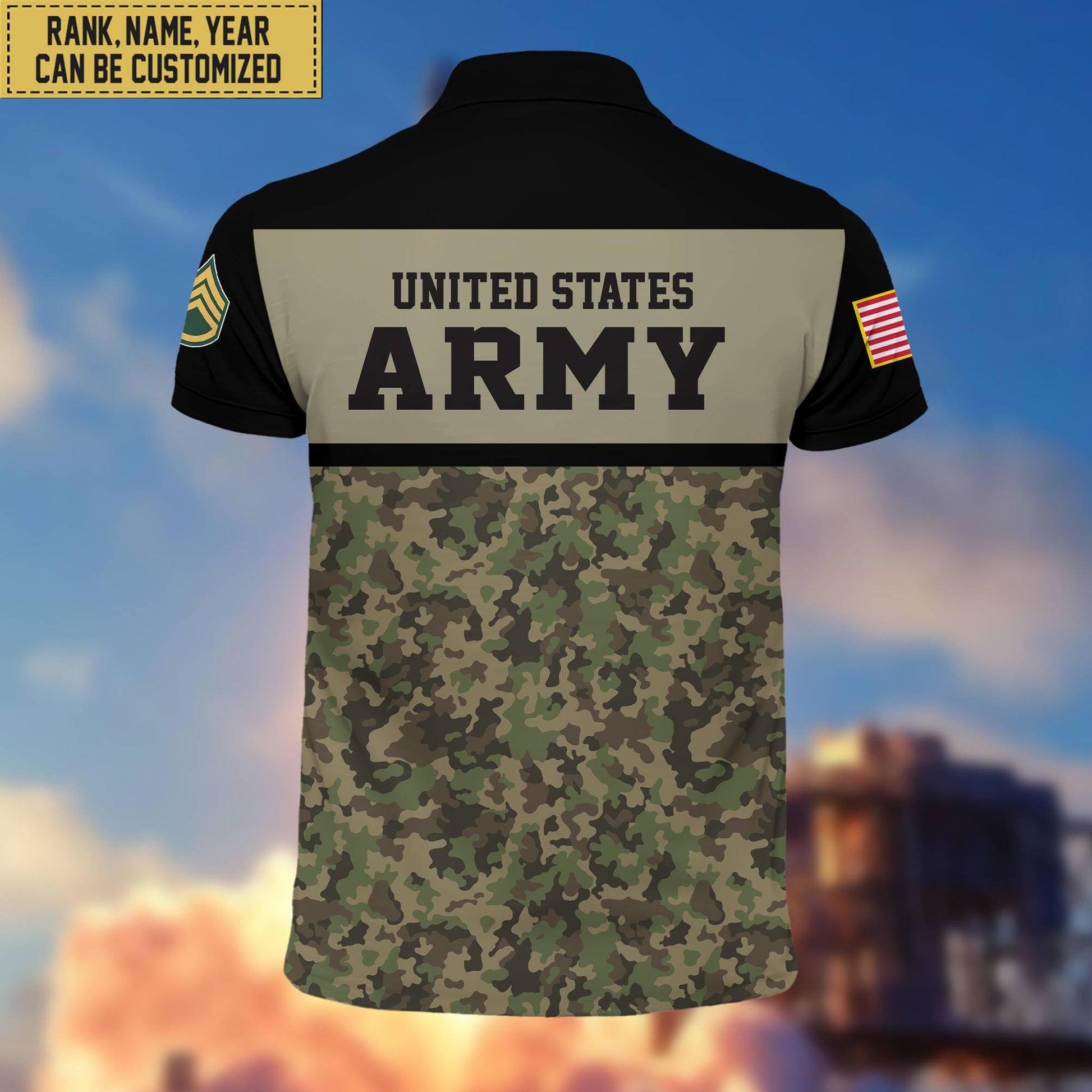 Unique Custom US Army Polo Shirt, Custom Name, Rank, Gift for Army Veteran, Veterans Day, Father's Day VPVC201601