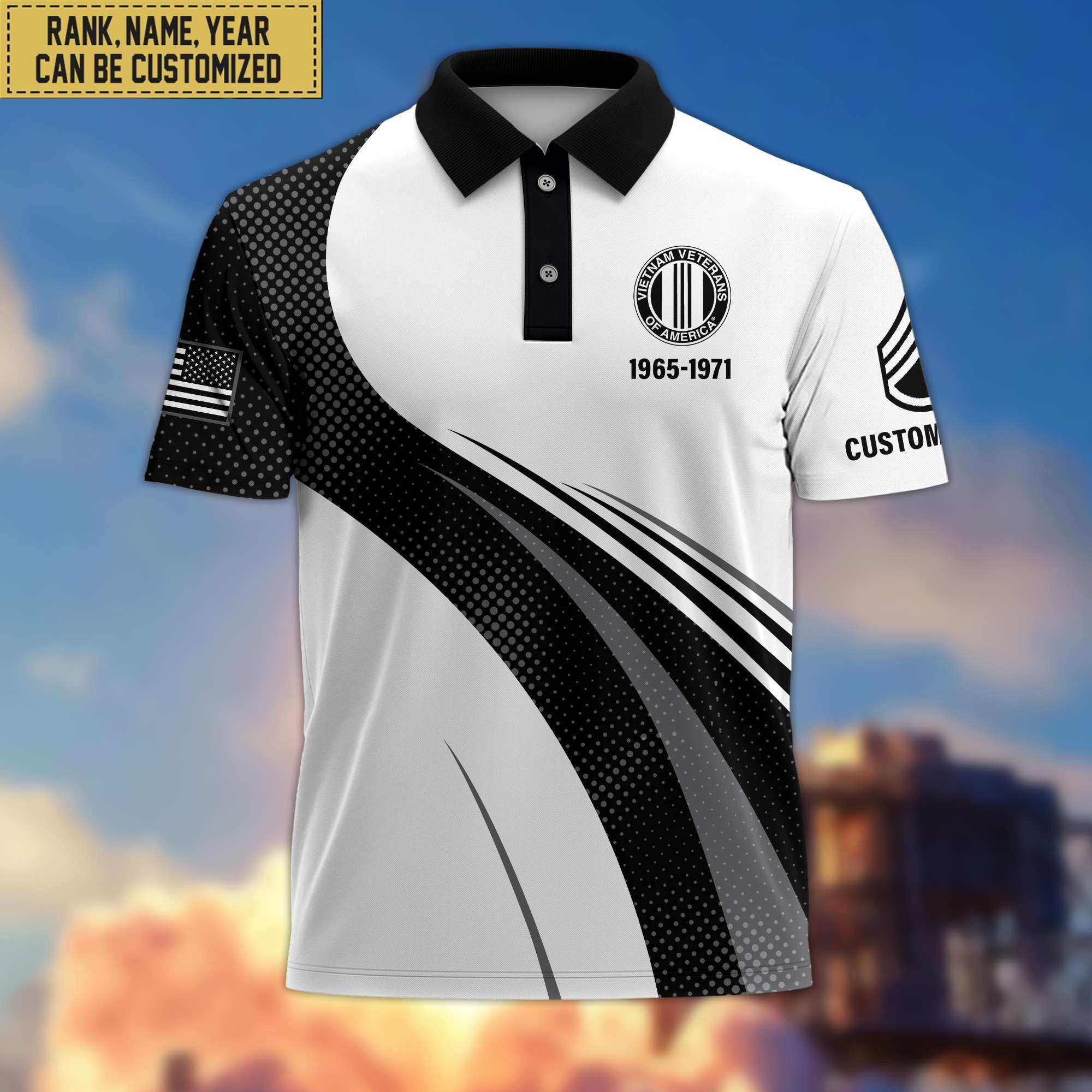Unique Custom Vietnam Veteran Polo Shirt, Custom Name, Rank, Gift for Vietnam Veteran, Veterans Day, Father's Day VPVC201706