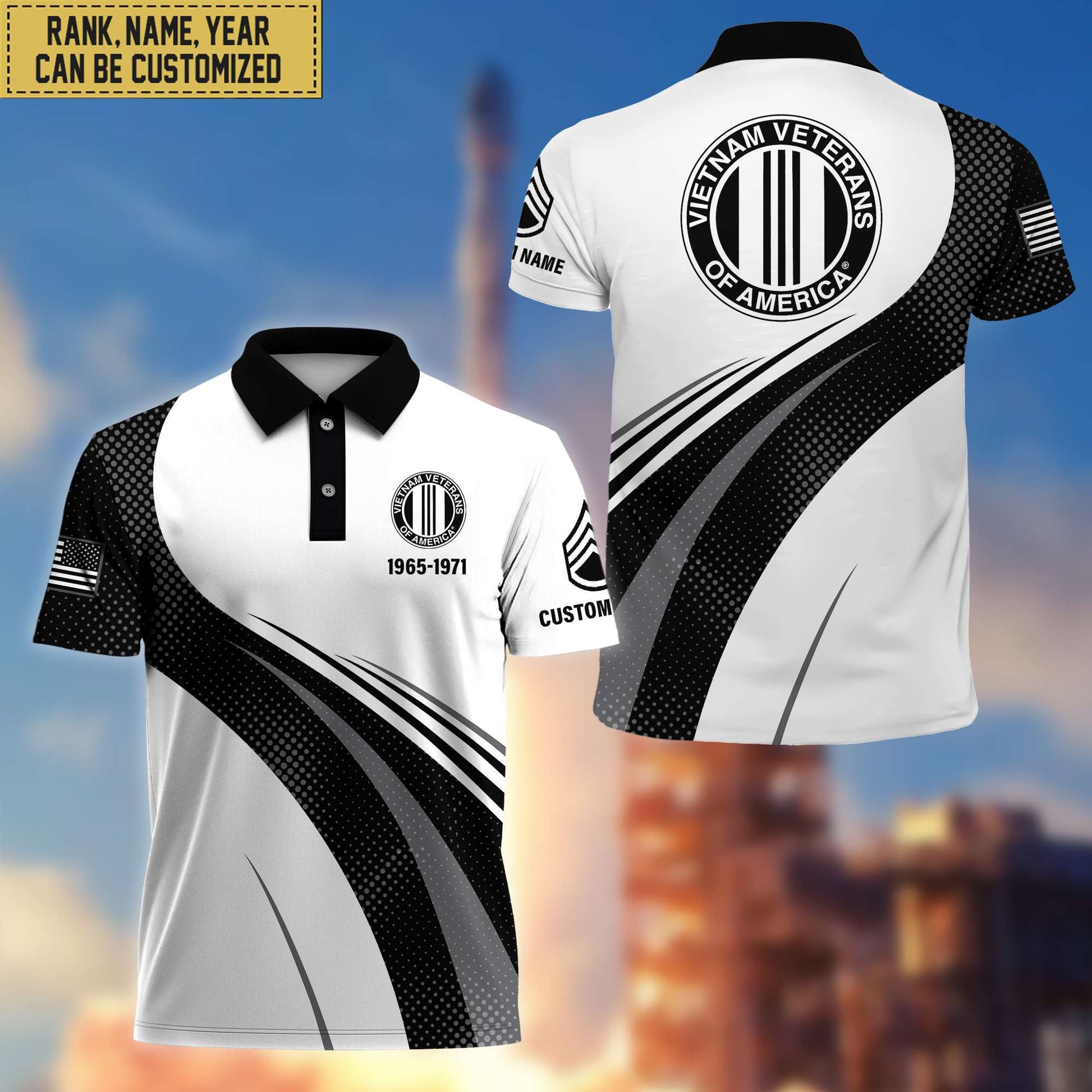 Unique Custom Vietnam Veteran Polo Shirt, Custom Name, Rank, Gift for Vietnam Veteran, Veterans Day, Father's Day VPVC201706