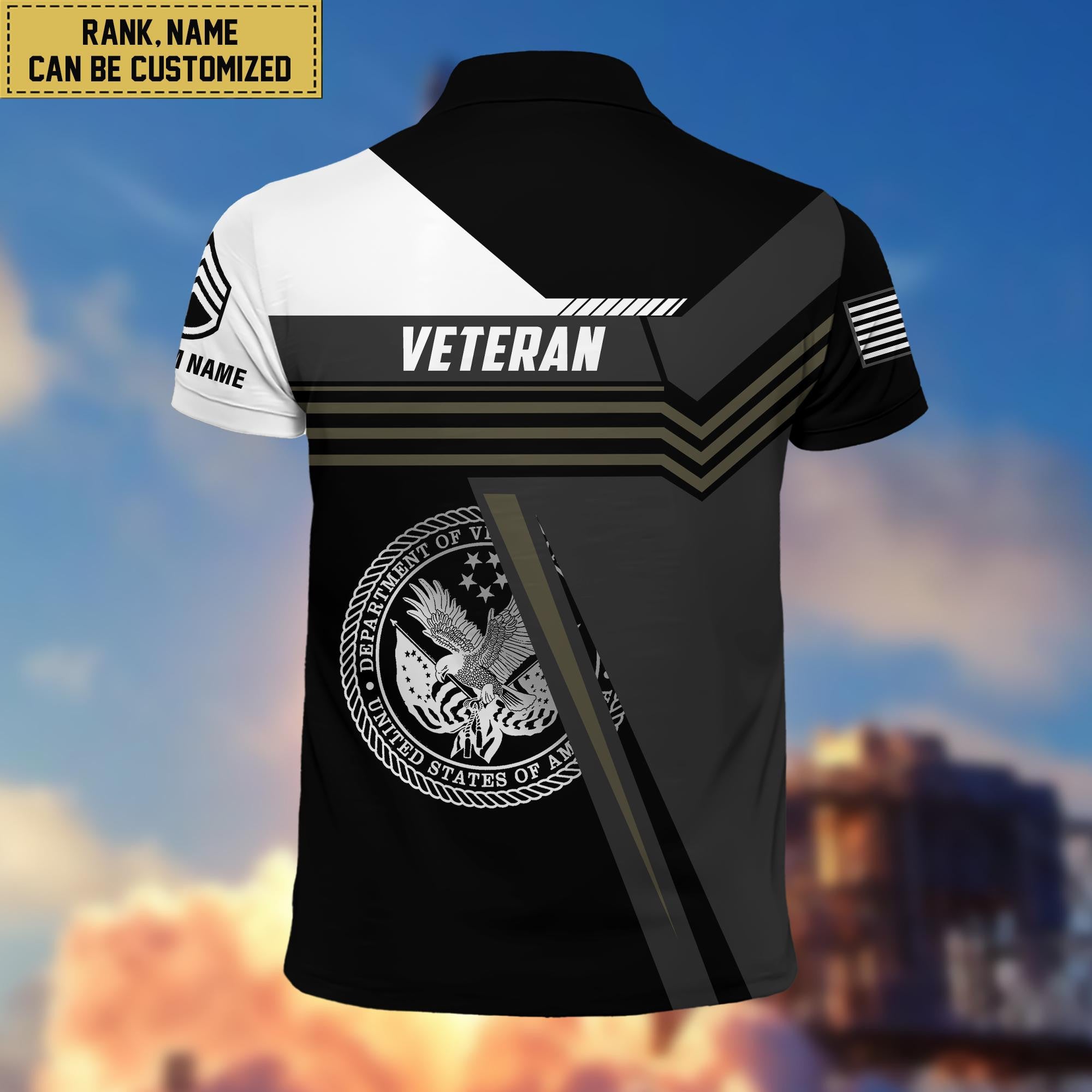 Custom US Veteran Polo Shirt, Custom Name, Rank, Gift for US Veteran VPVC201807