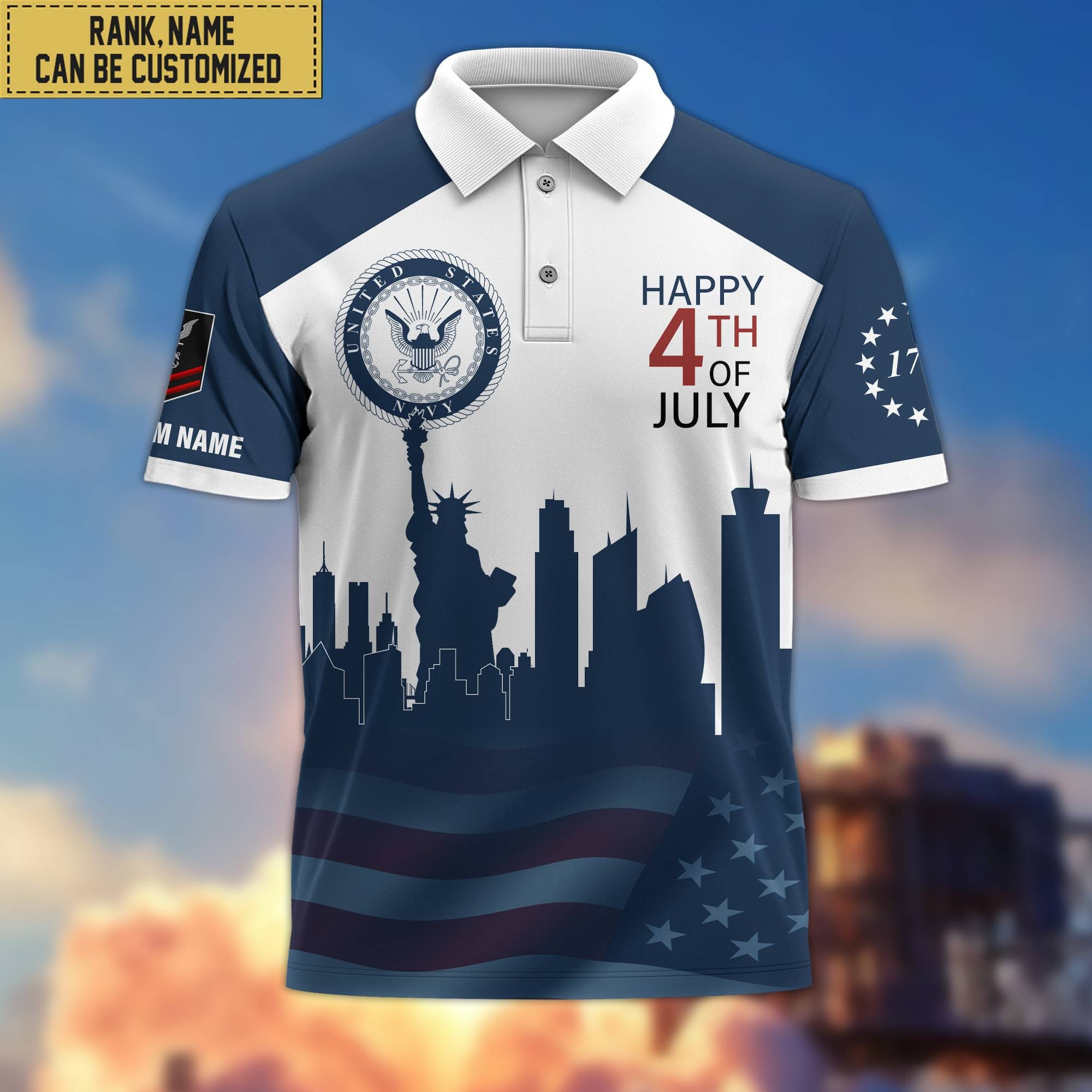 Premium Custom US Navy Polo Shirt, Gift for Navy Veteran VPVC201902