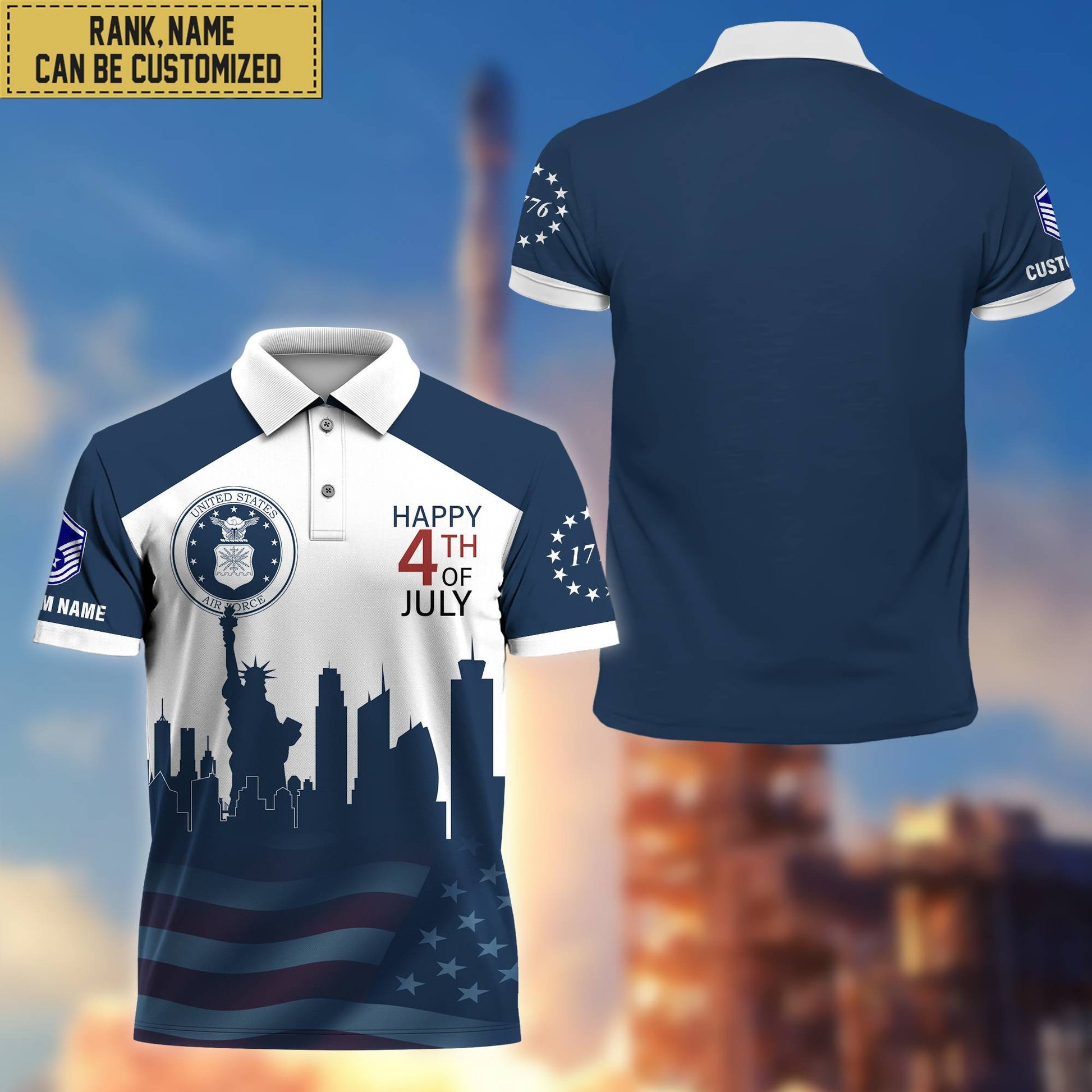 Premium Custom USAF Polo Shirt, Gift for Air Force Veteran VPVC201904