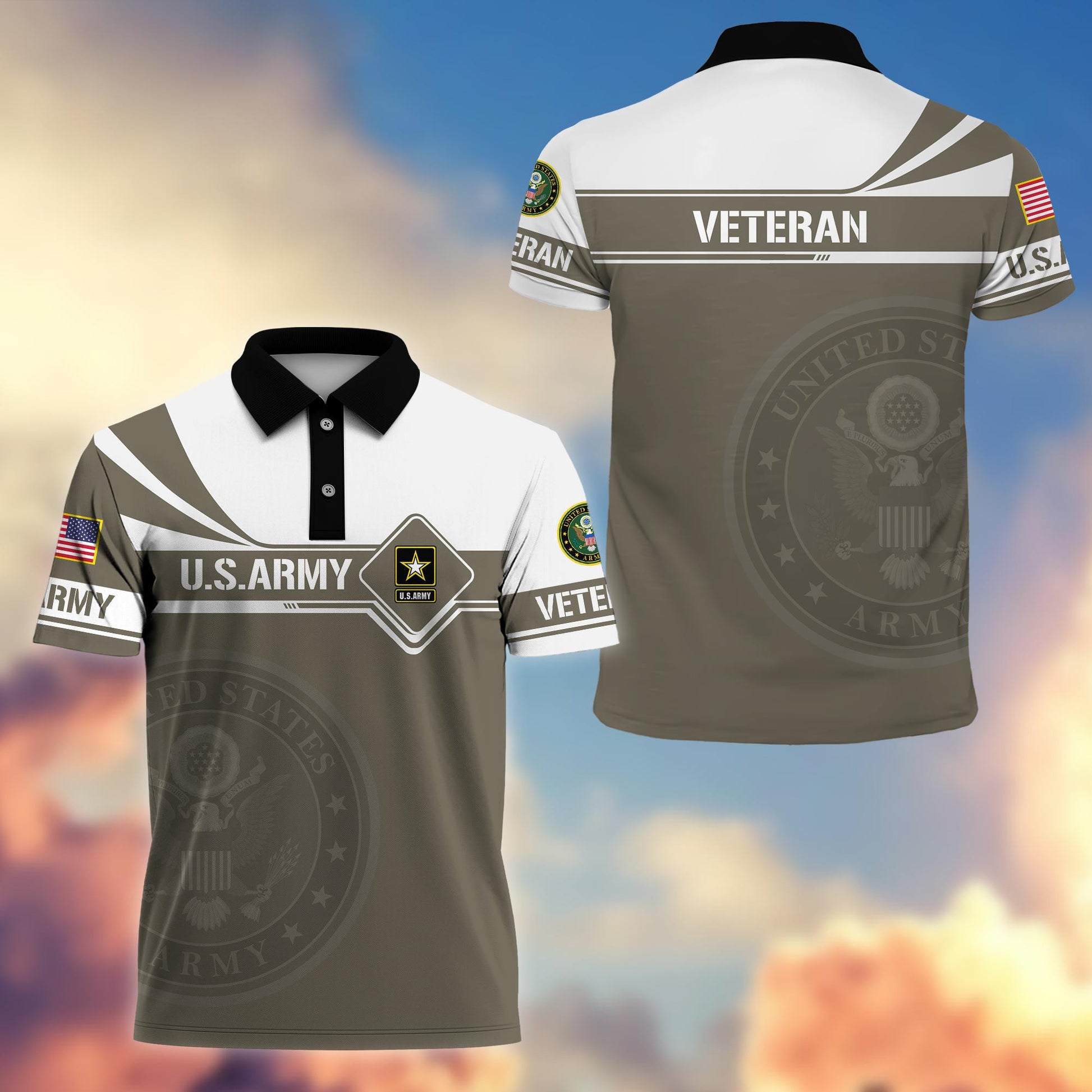 Premium US Army Polo Shirt, Gift for Army Veteran VPVC202401